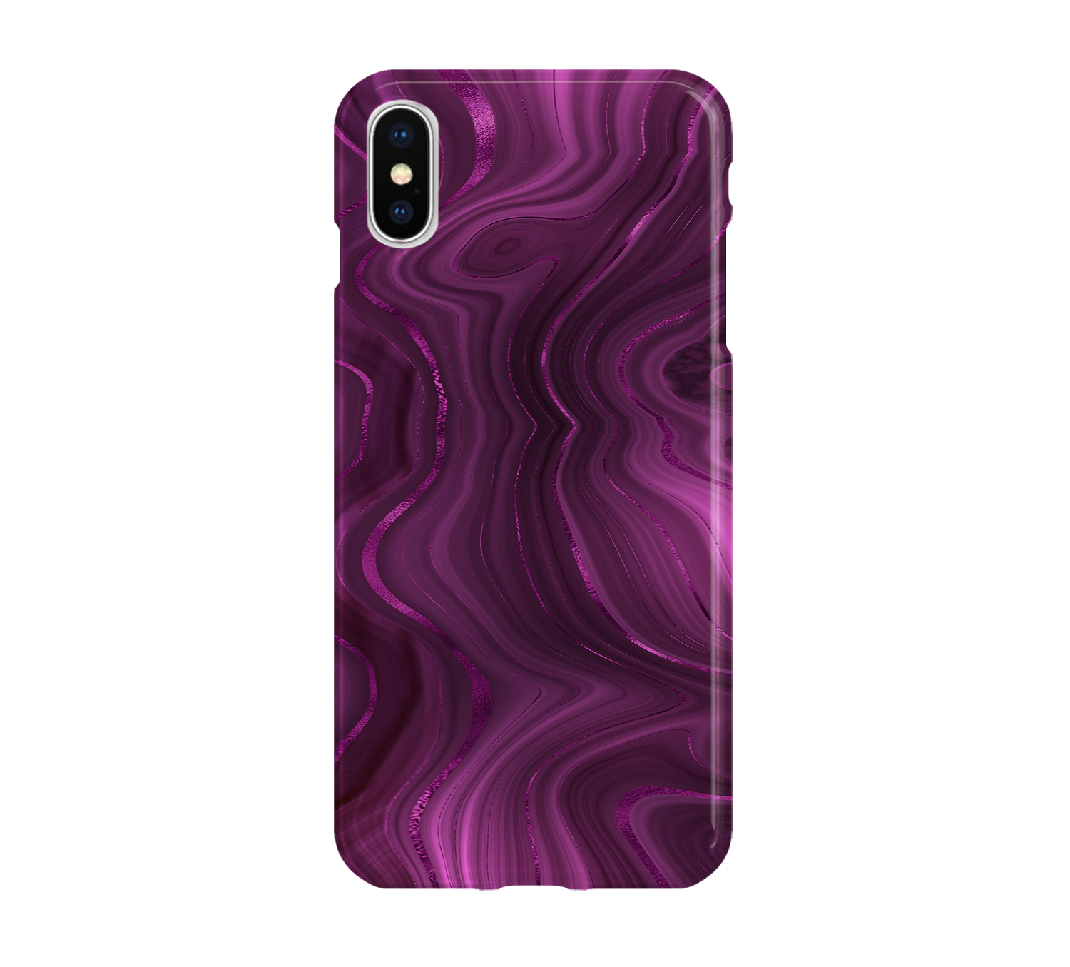 Phone case with purple agate pattern on a white background