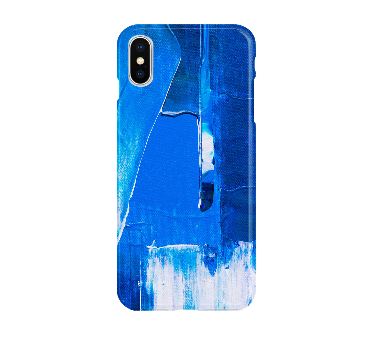 Blue abstract phone case on a white background