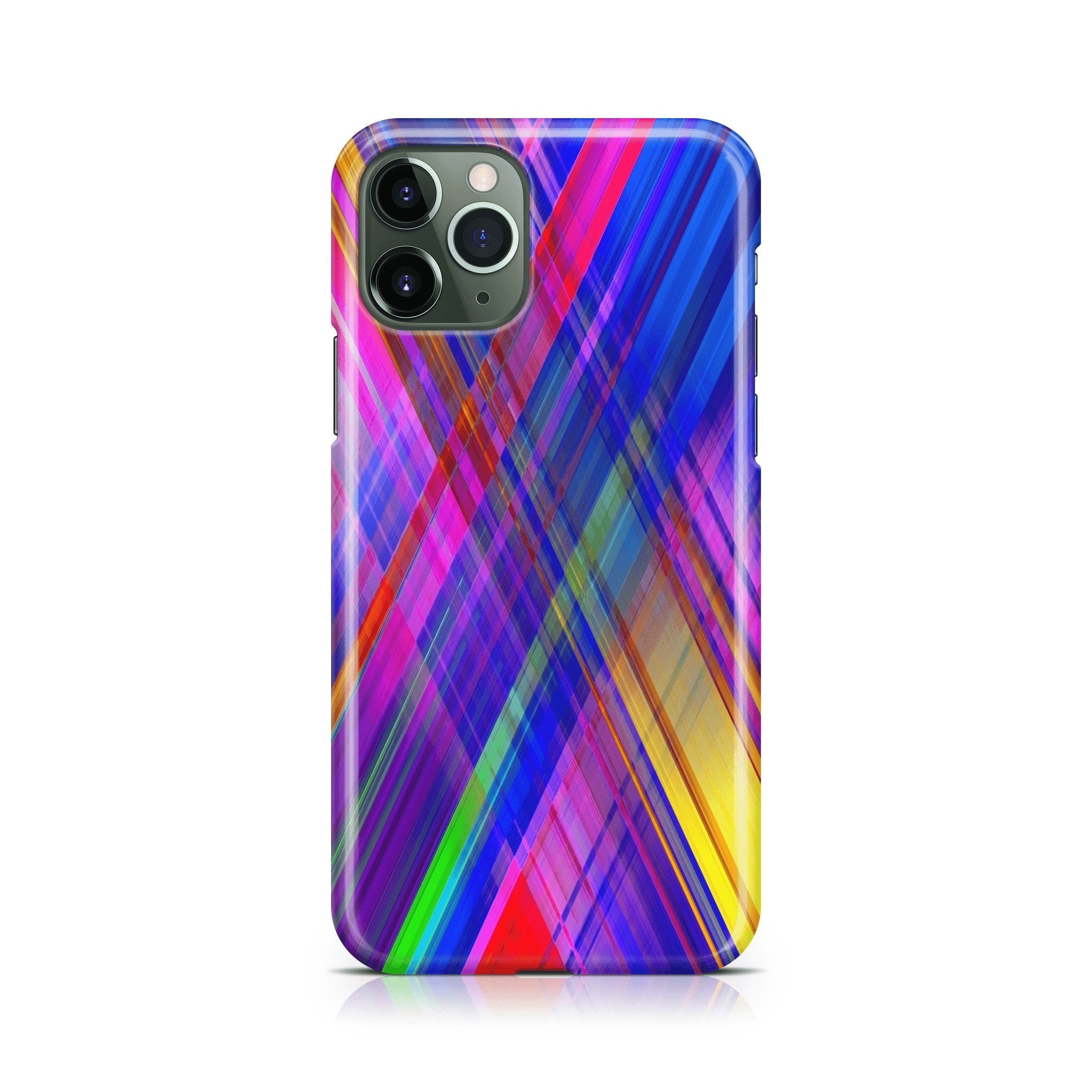 Colorful abstract patterned phone case on a white background
