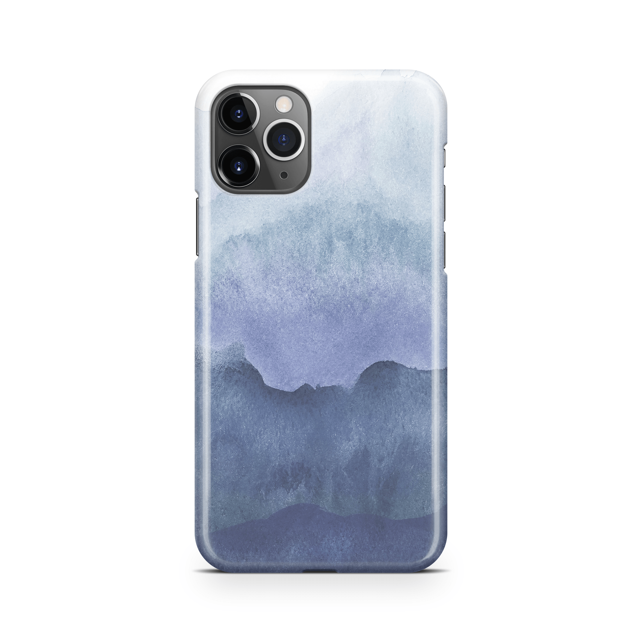 Phone case with a blue gradient design on a white background