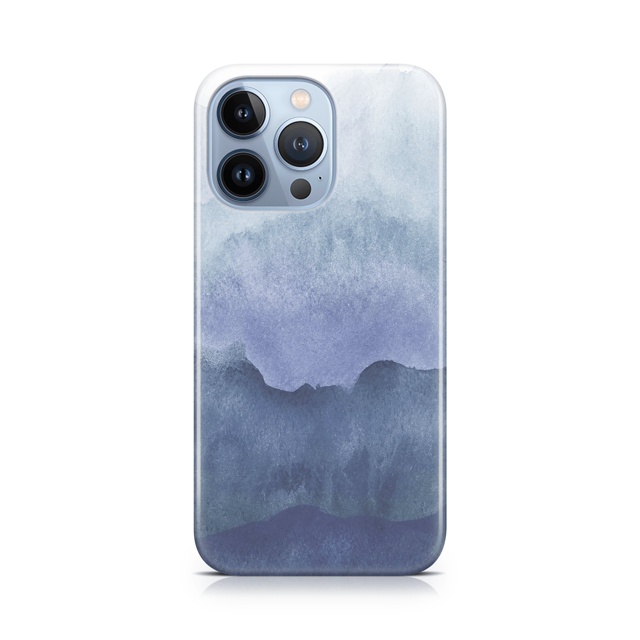 Phone case with a blue gradient design on a white background