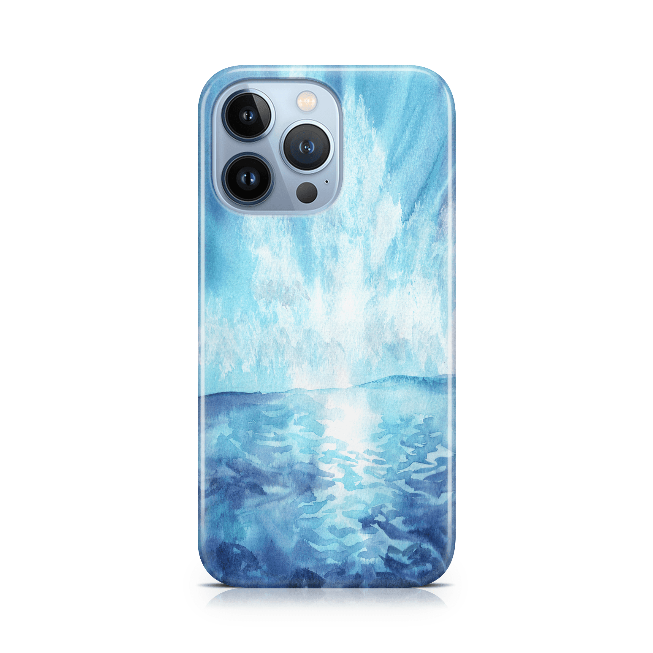 Blue Watercolor Sunrise - iPhone phone case designs by CaseSwagger