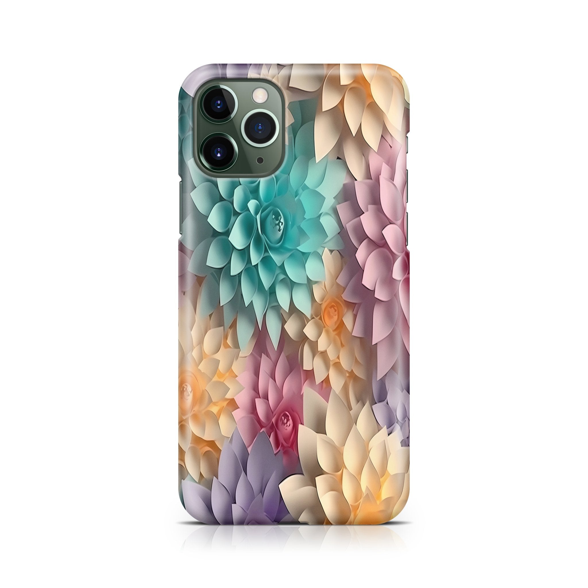 Phone case with a colorful floral design on a white background