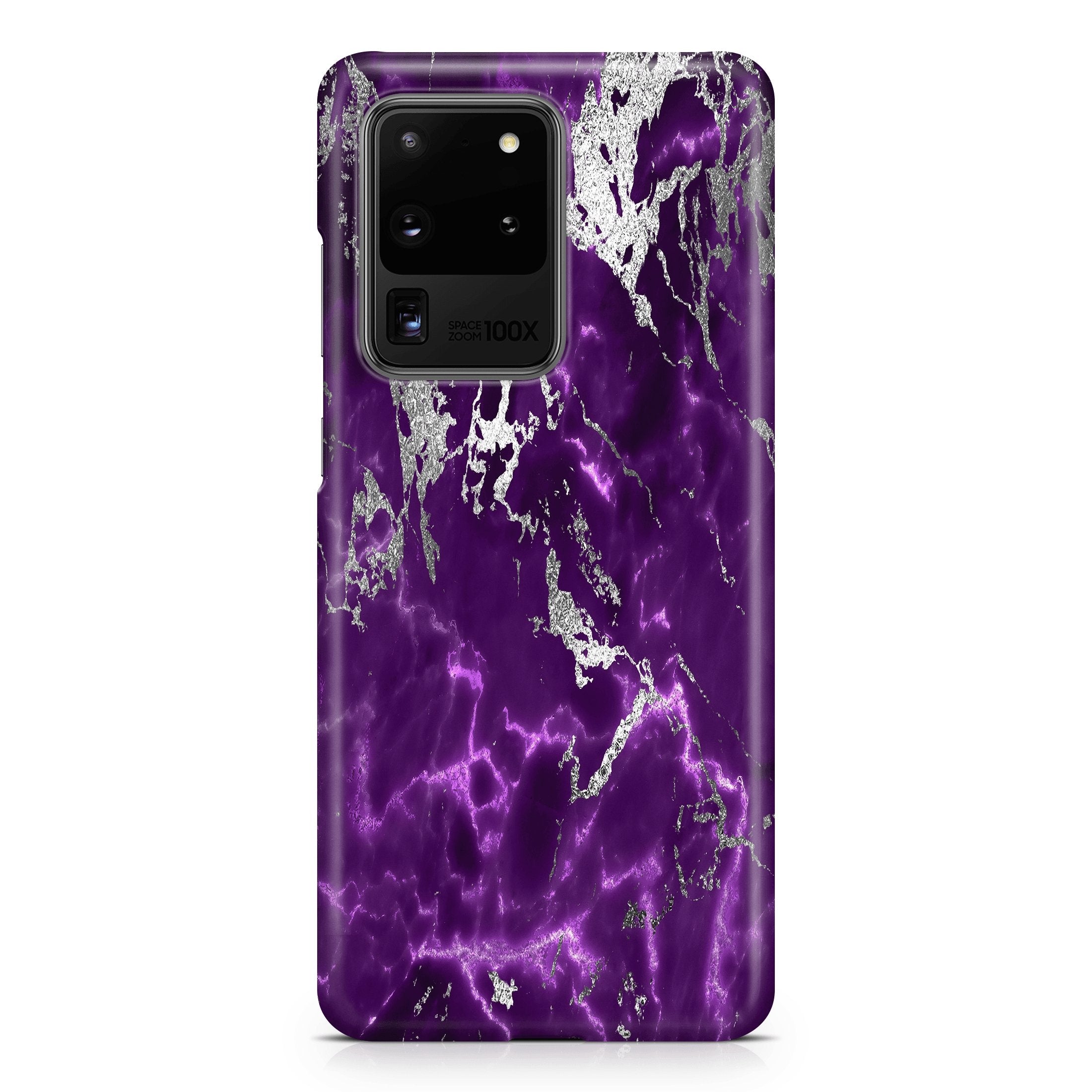 Purple & Silver Marble II - Samsung phone case designs by CaseSwagger