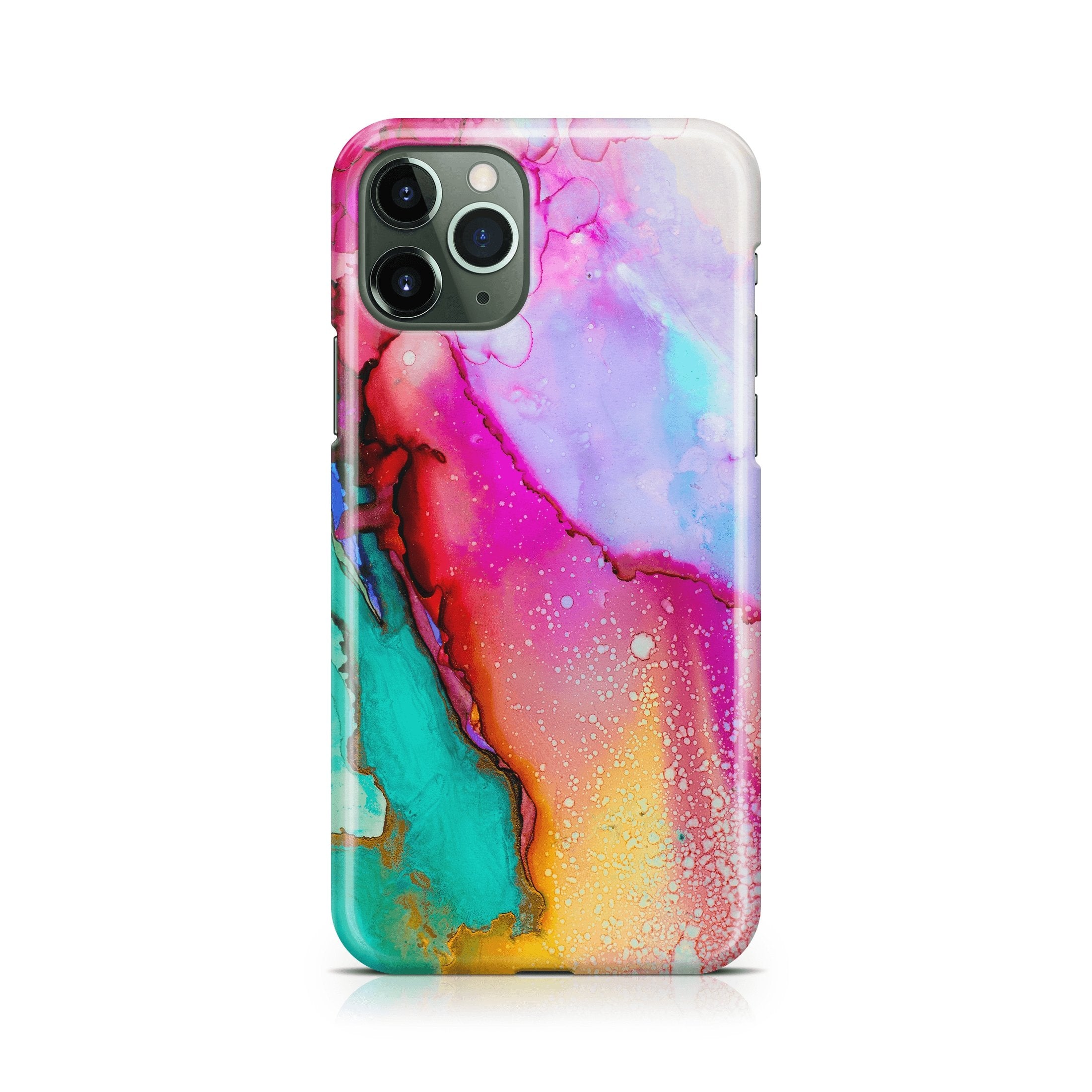 Colorful abstract phone case on a white background