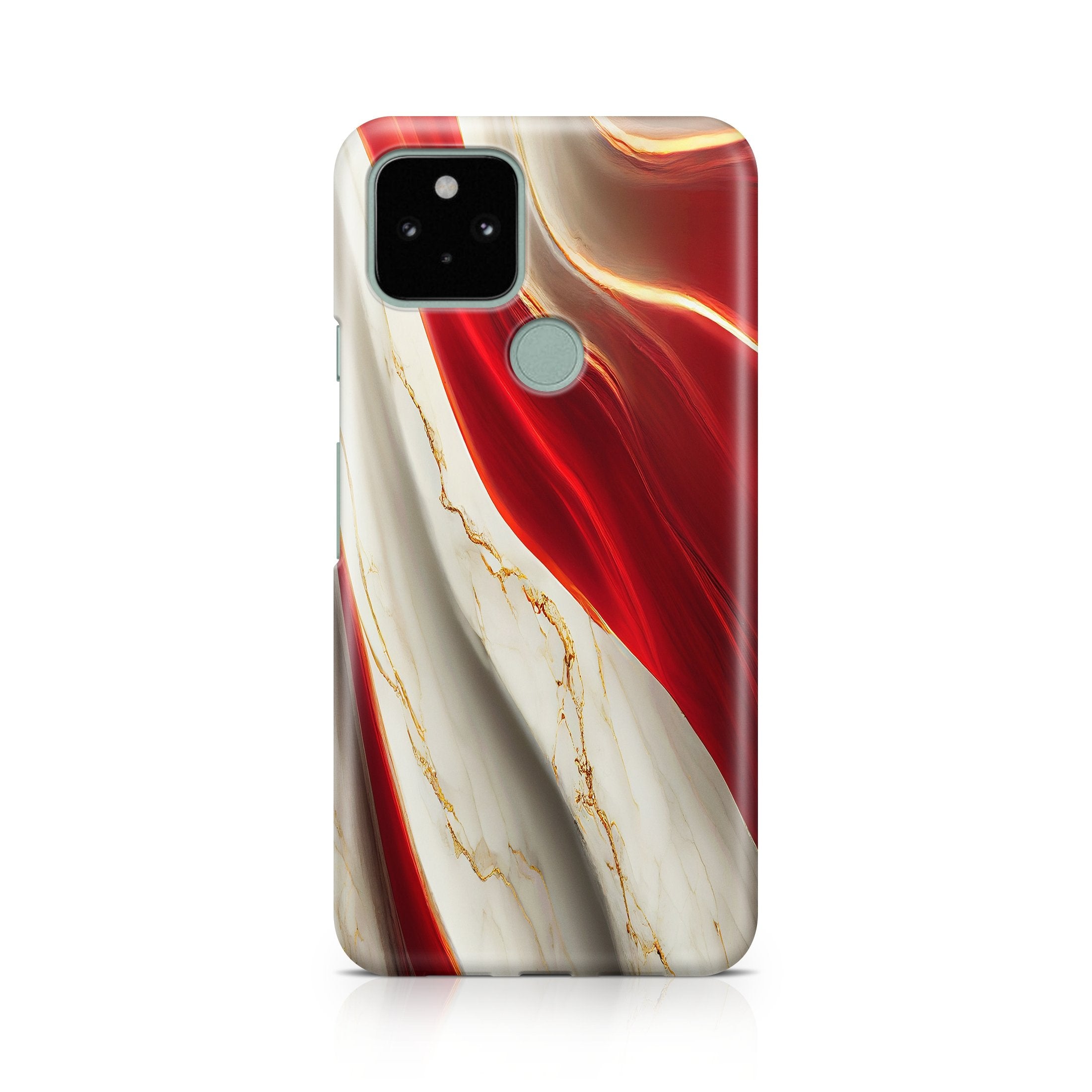 Red & White Marble - Google phone case designs by CaseSwagger