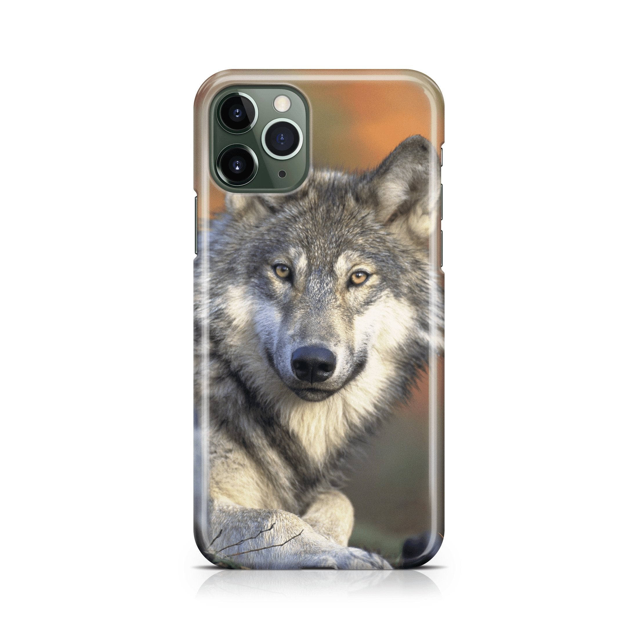 Phone case with a wolf design on a white background
