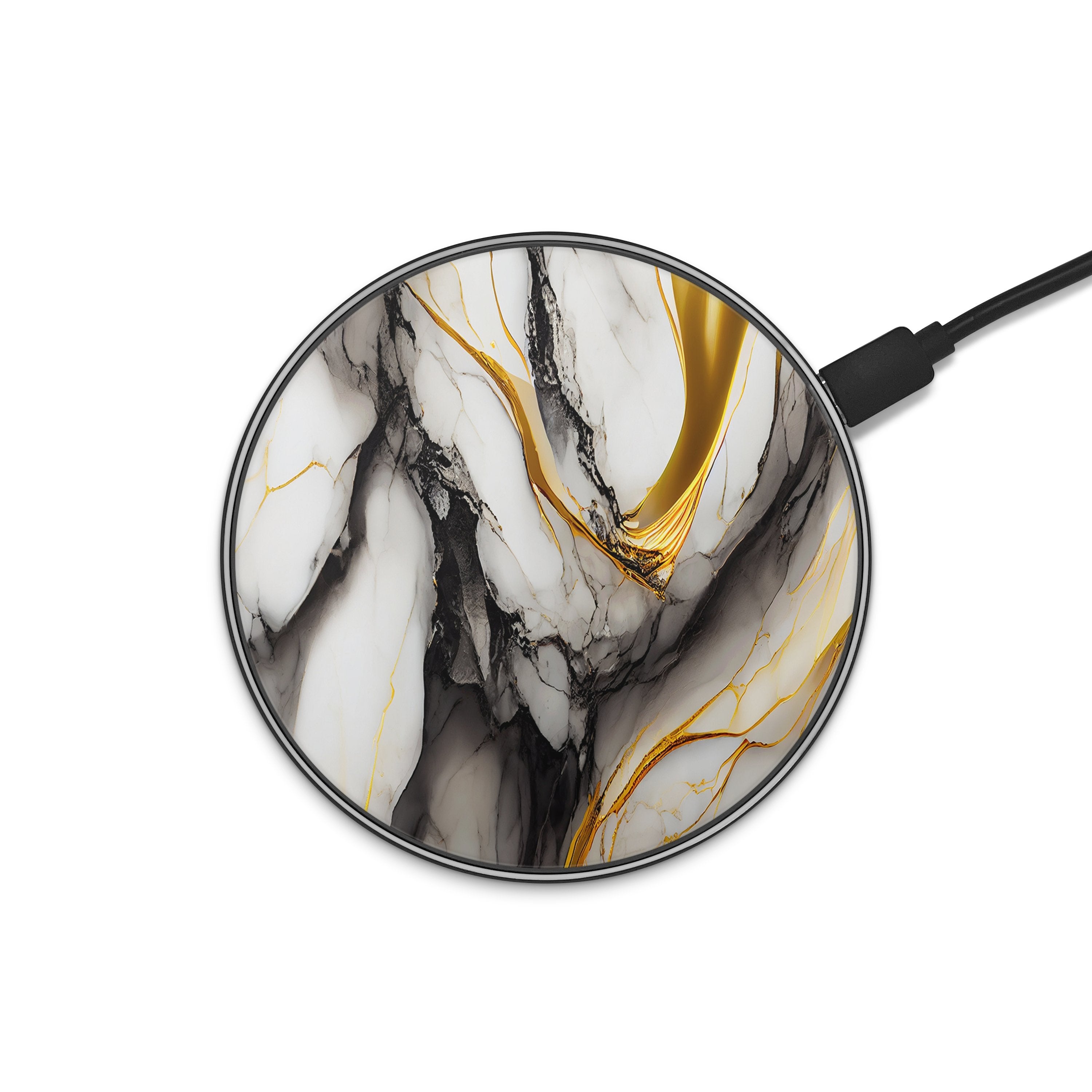 Black & Gold Marble Wireless Charger phone case designs by CaseSwagger