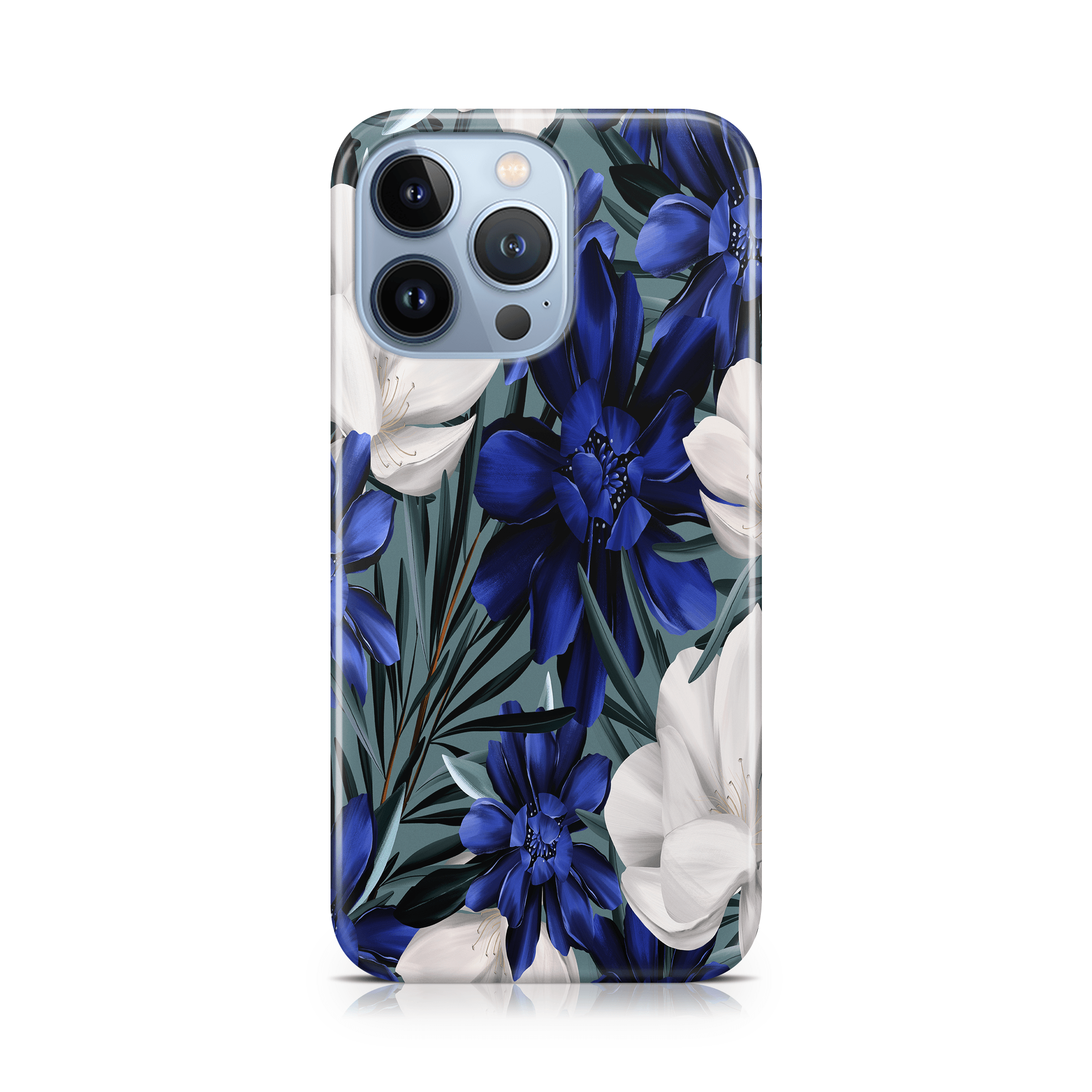 Blue Floral - iPhone phone case designs by CaseSwagger