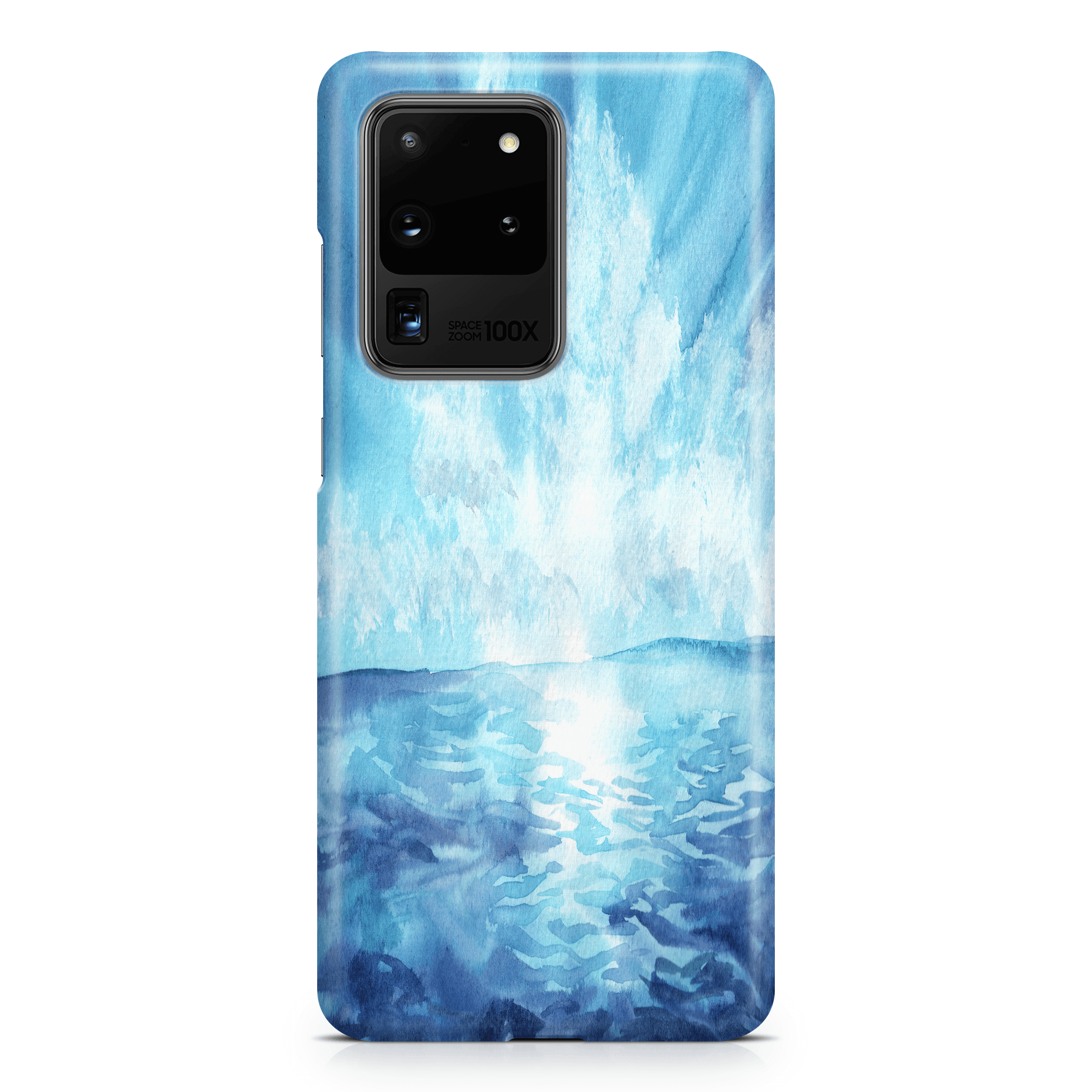 Blue Watercolor Sunrise - Samsung phone case designs by CaseSwagger