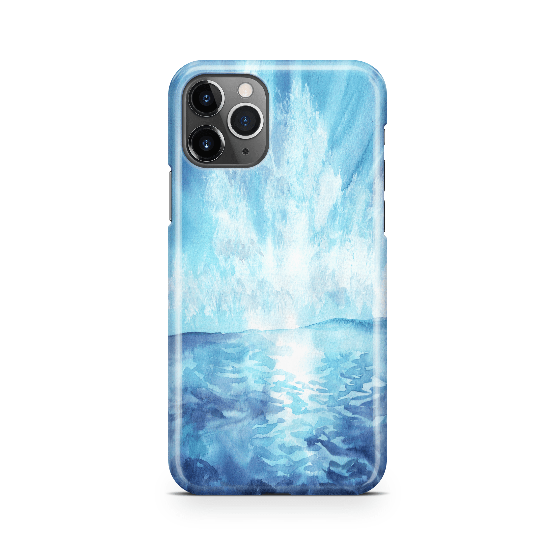 Blue Watercolor Sunrise - iPhone