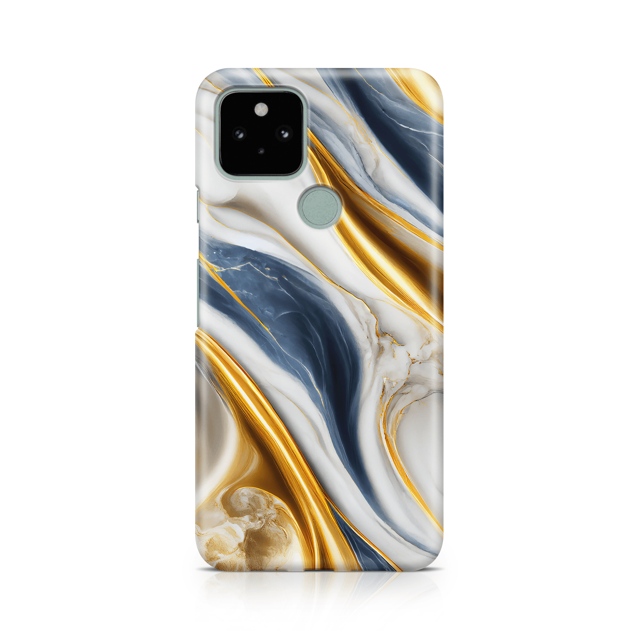 Blue White Gold Marble - Google phone case designs by CaseSwagger