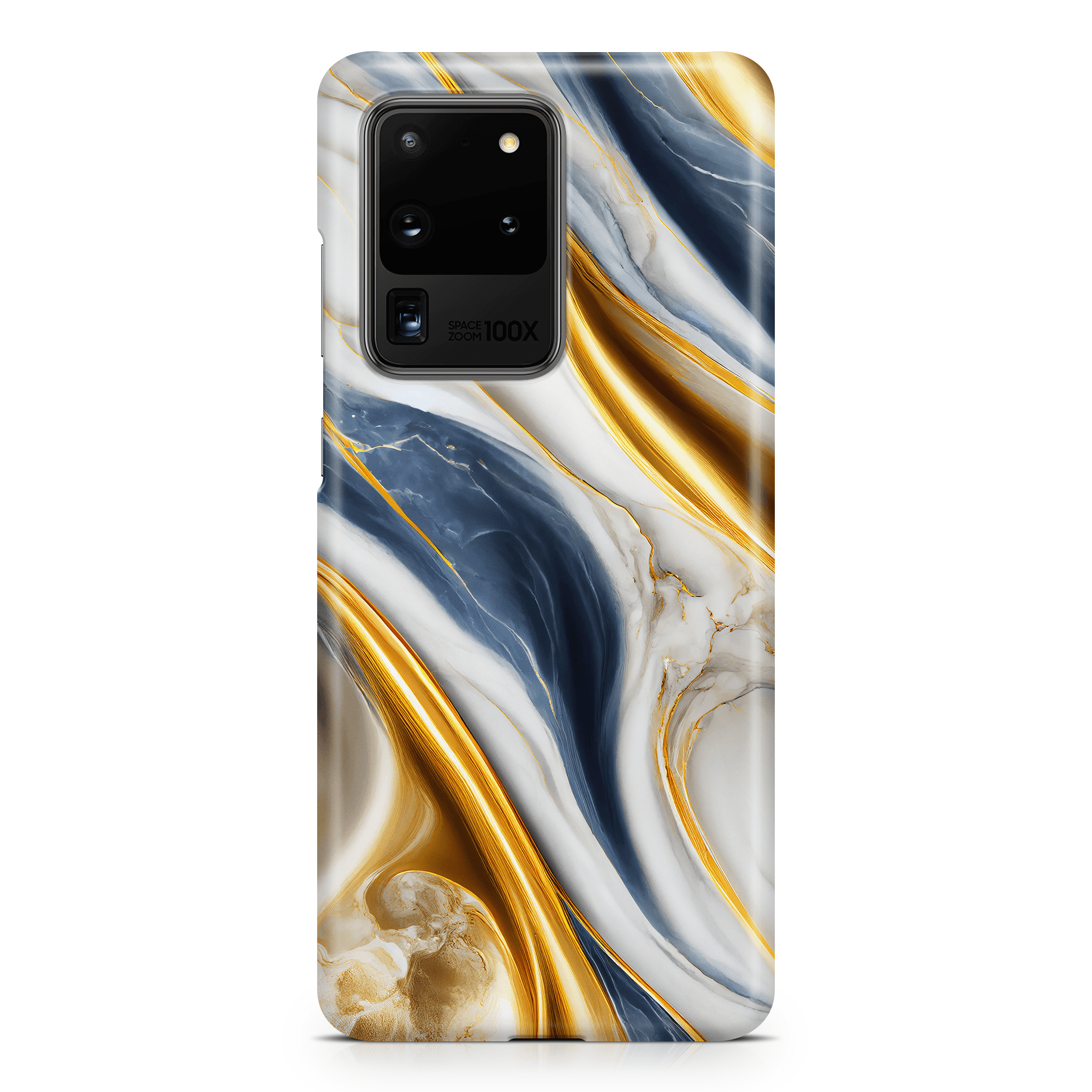 Blue White Gold Marble - Samsung phone case designs by CaseSwagger