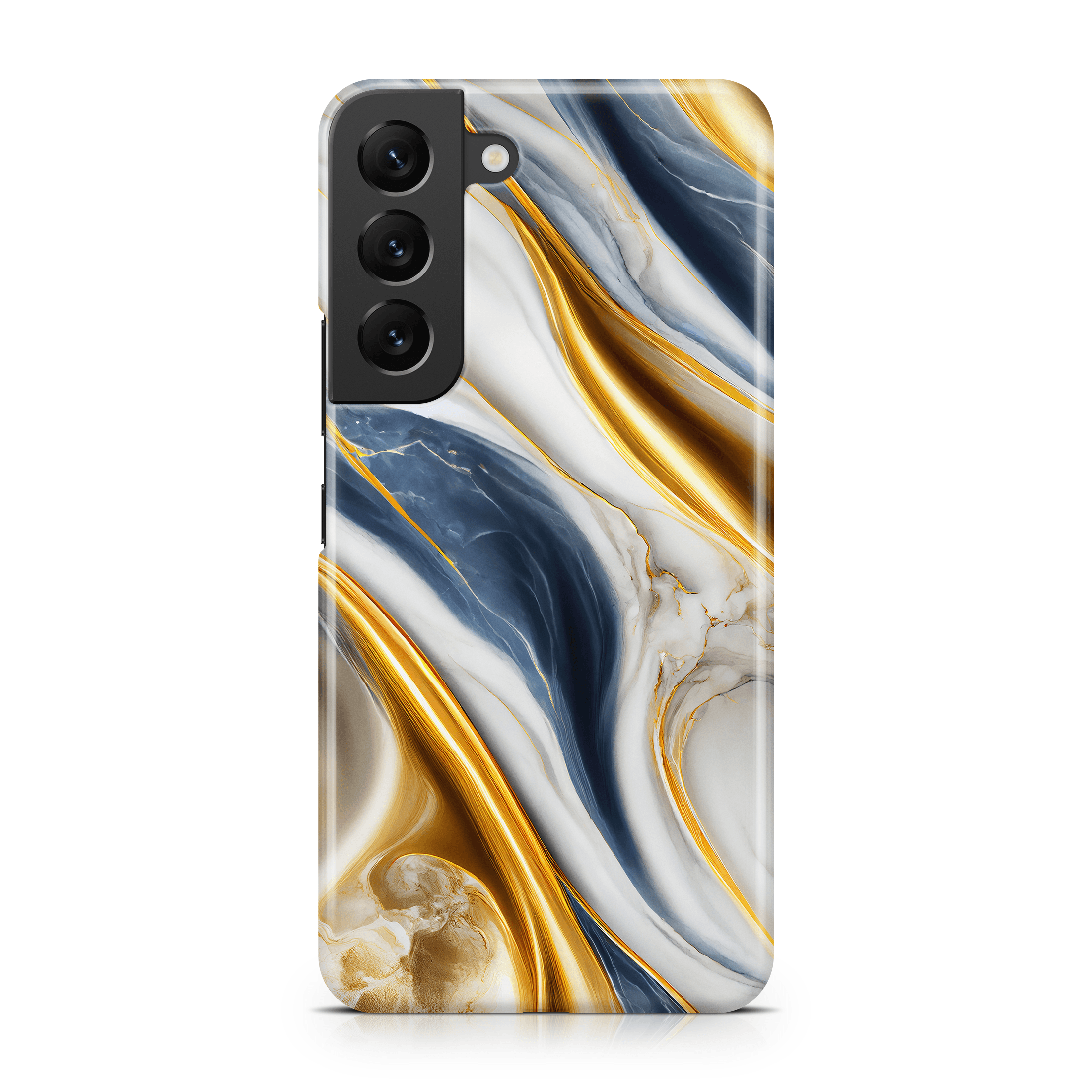 Blue White Gold Marble - Samsung phone case designs by CaseSwagger