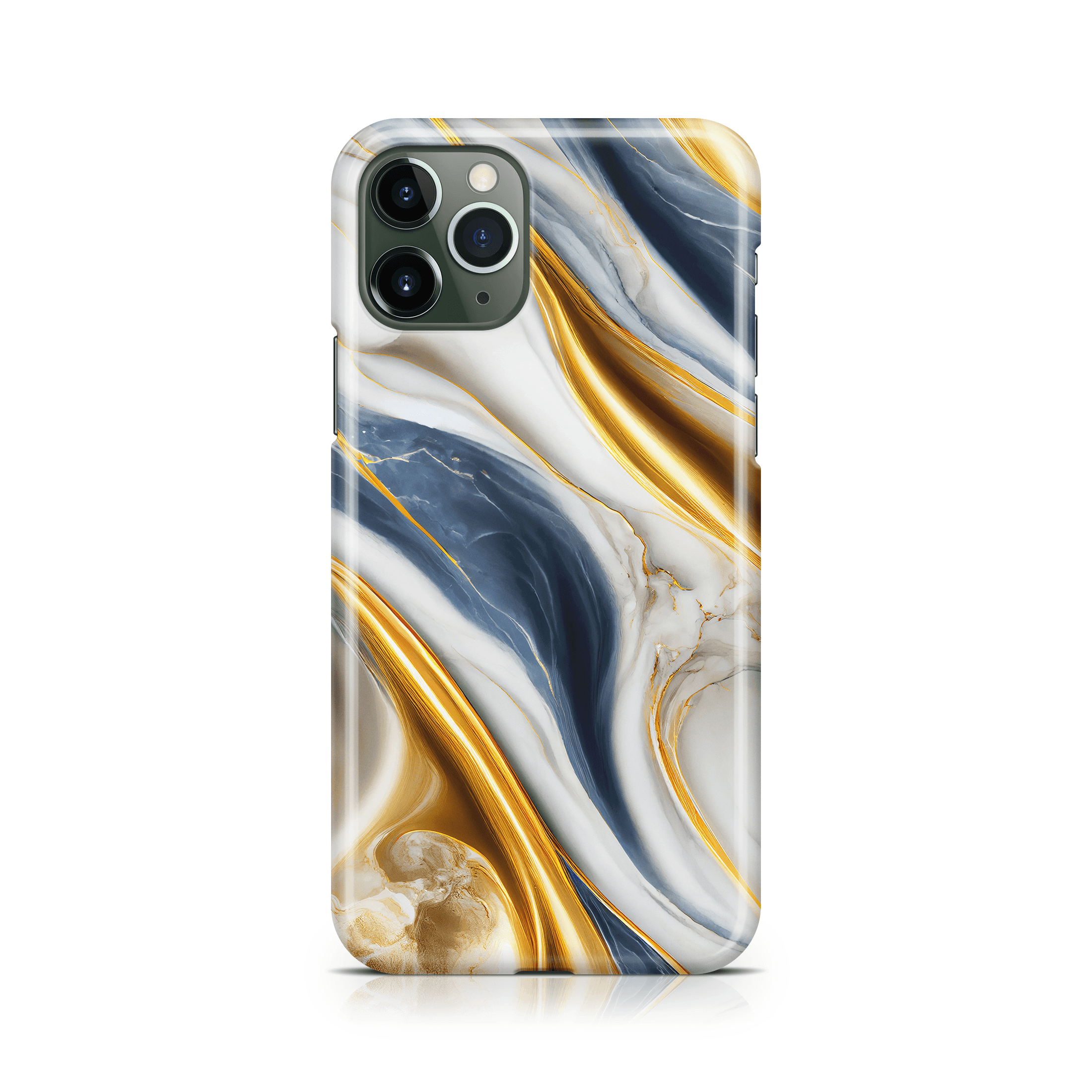Blue White Gold Marble - iPhone phone case designs by CaseSwagger