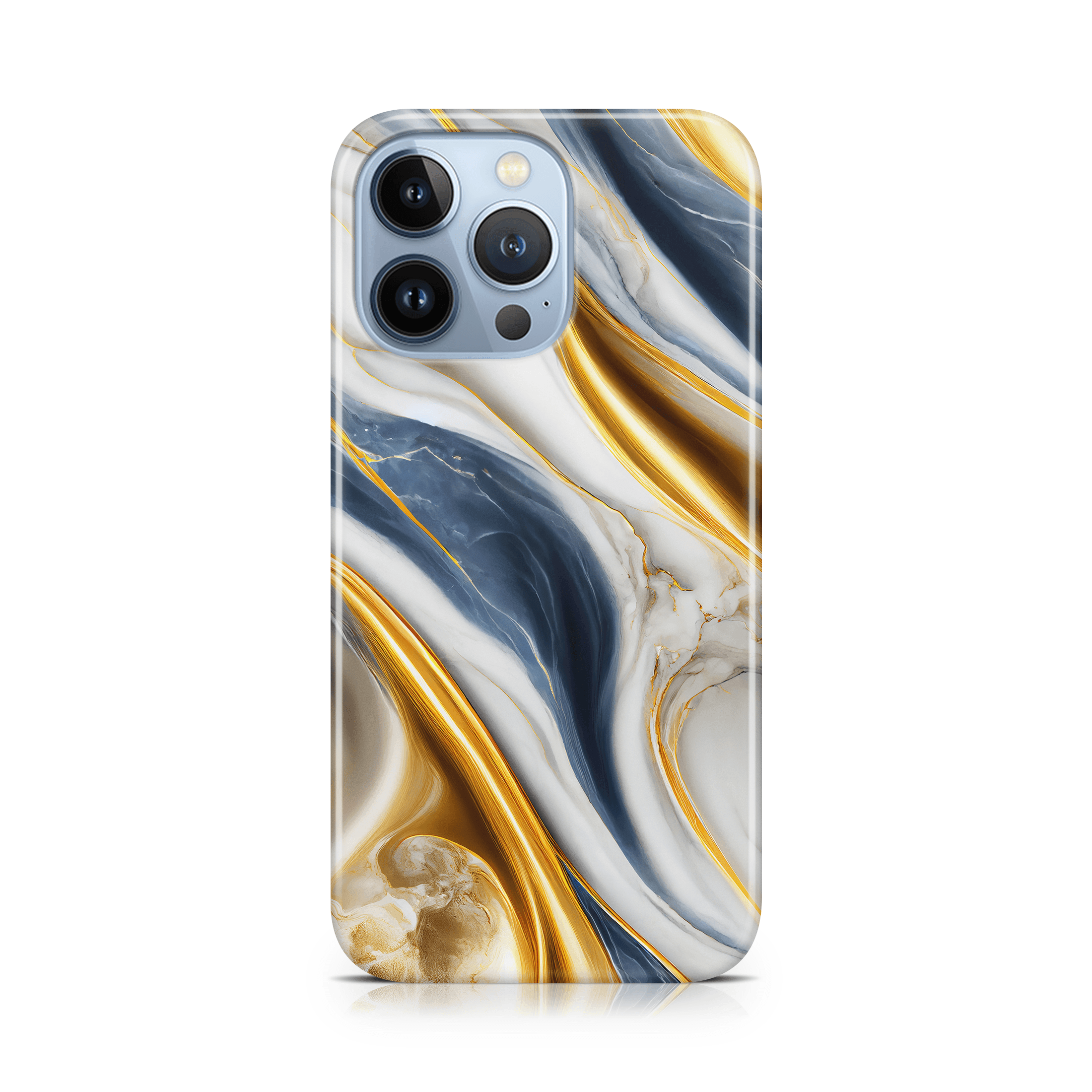 Blue White Gold Marble - iPhone phone case designs by CaseSwagger