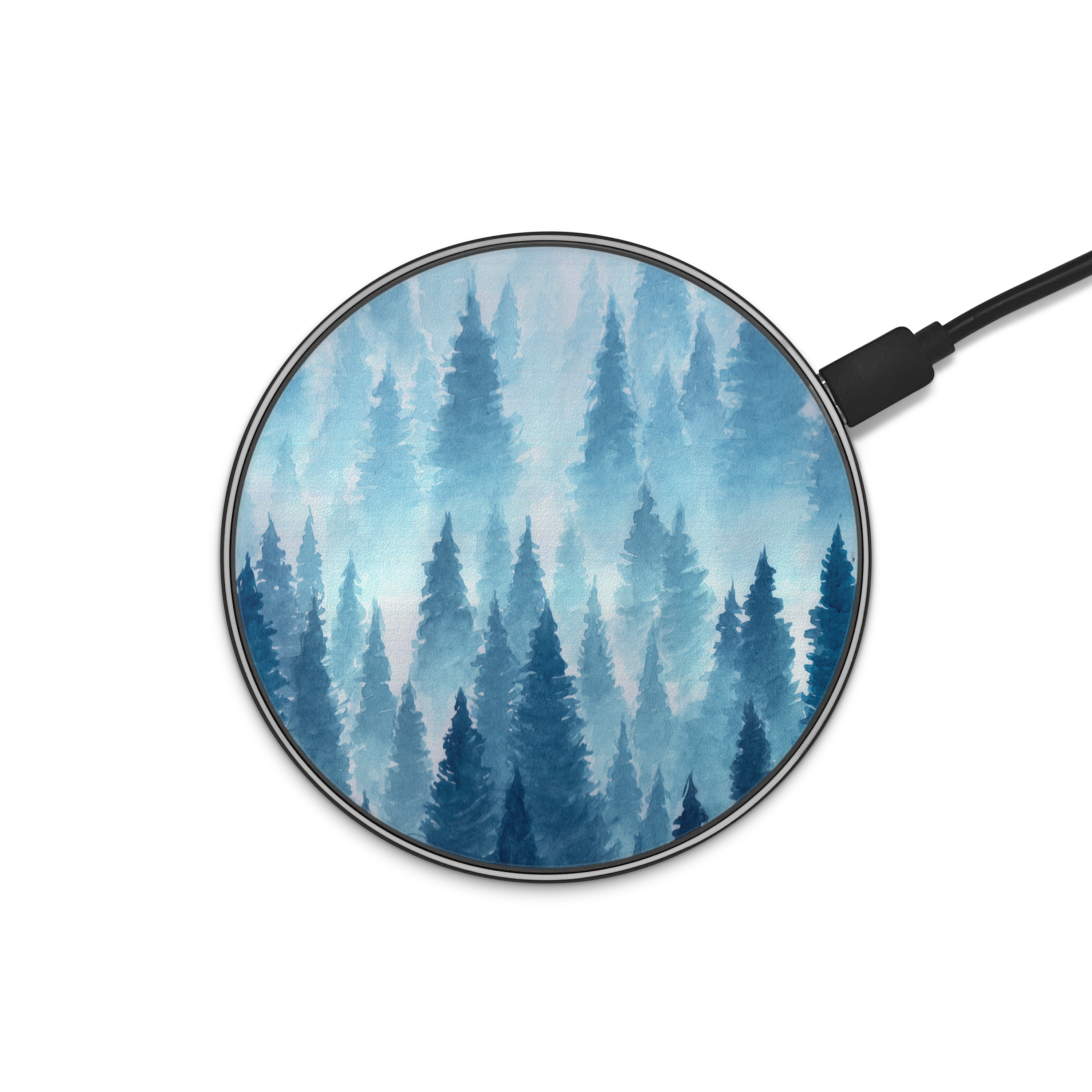Blue Winter Forest Wireless Charger phone case designs by CaseSwagger