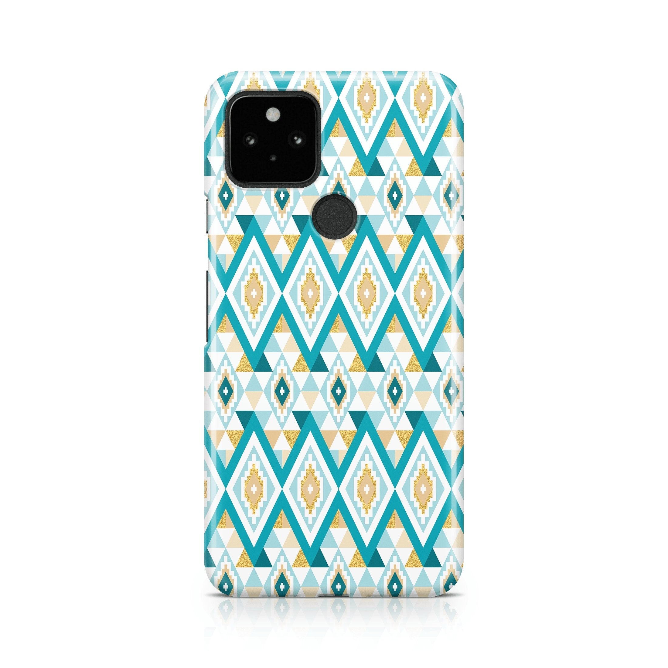 Gold & Teal Aztec II - Google phone case designs by CaseSwagger