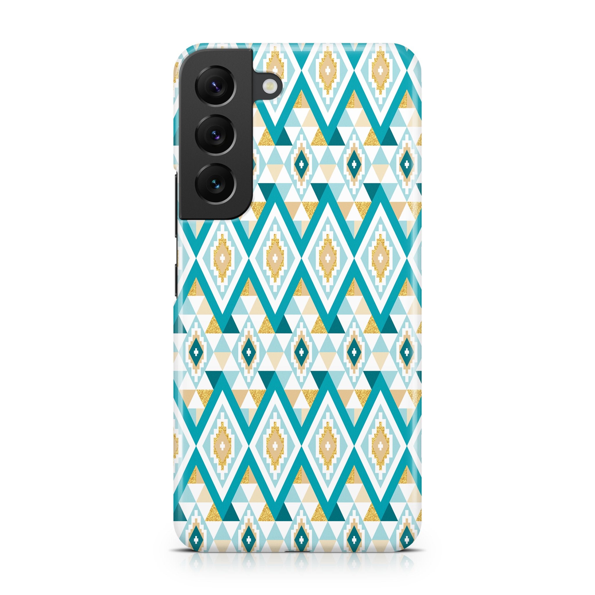 Gold & Teal Aztec II - Samsung phone case designs by CaseSwagger