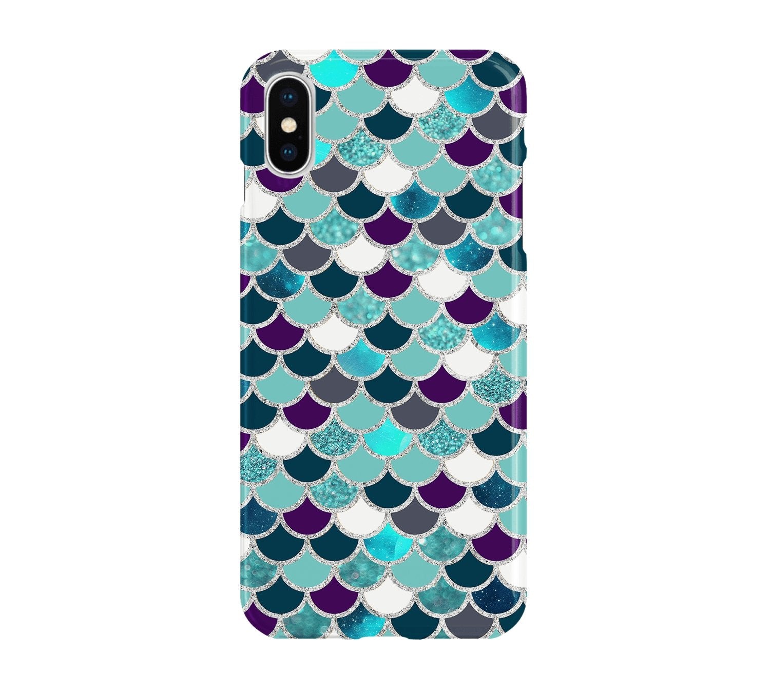 Green & Purple (Silver) Mermaid Scale - iPhone phone case designs by CaseSwagger