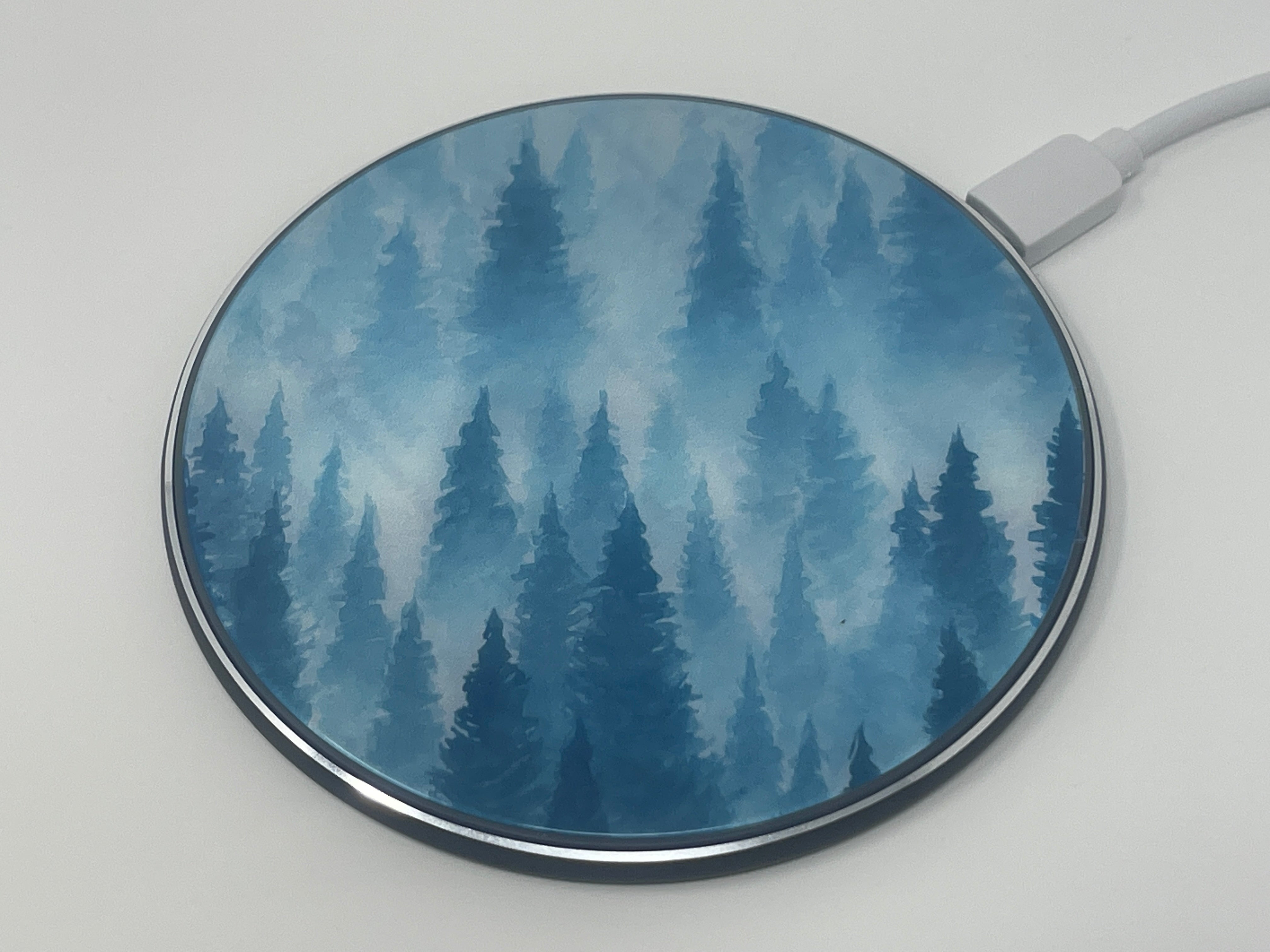Blue Winter Forest Wireless Charger phone case designs by CaseSwagger