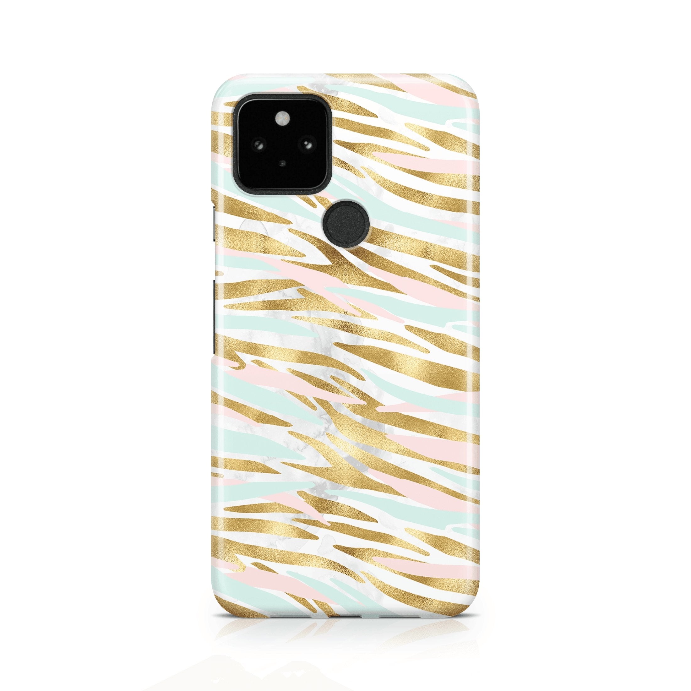Mint Pink Gold Tiger Stripe - Google phone case designs by CaseSwagger