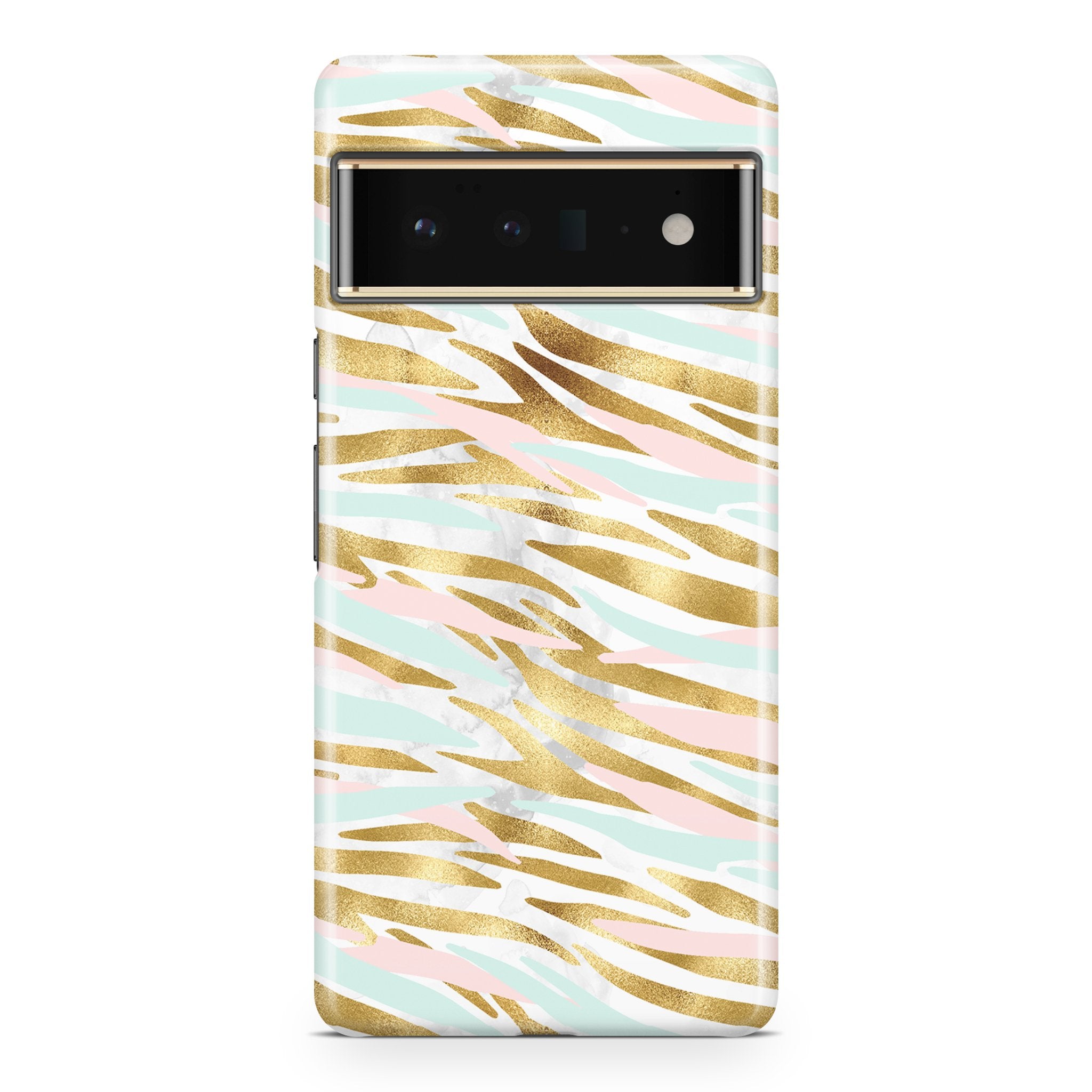 Mint Pink Gold Tiger Stripe - Google phone case designs by CaseSwagger