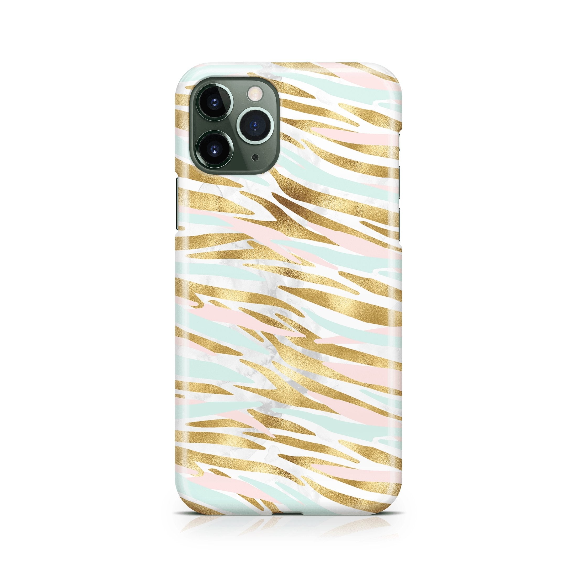 Mint Pink Gold Tiger Stripe - iPhone