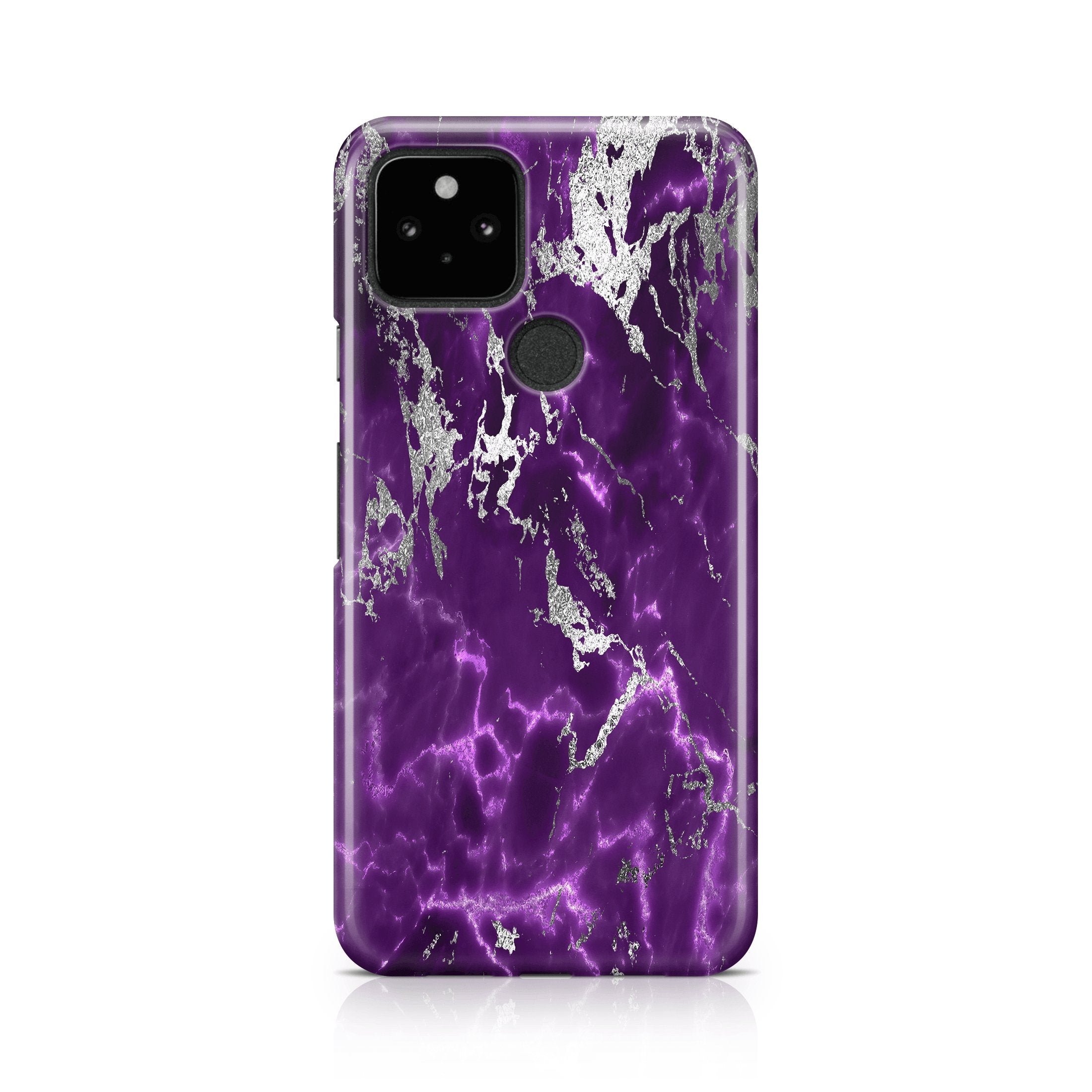 Purple & Silver Marble II - Google phone case designs by CaseSwagger