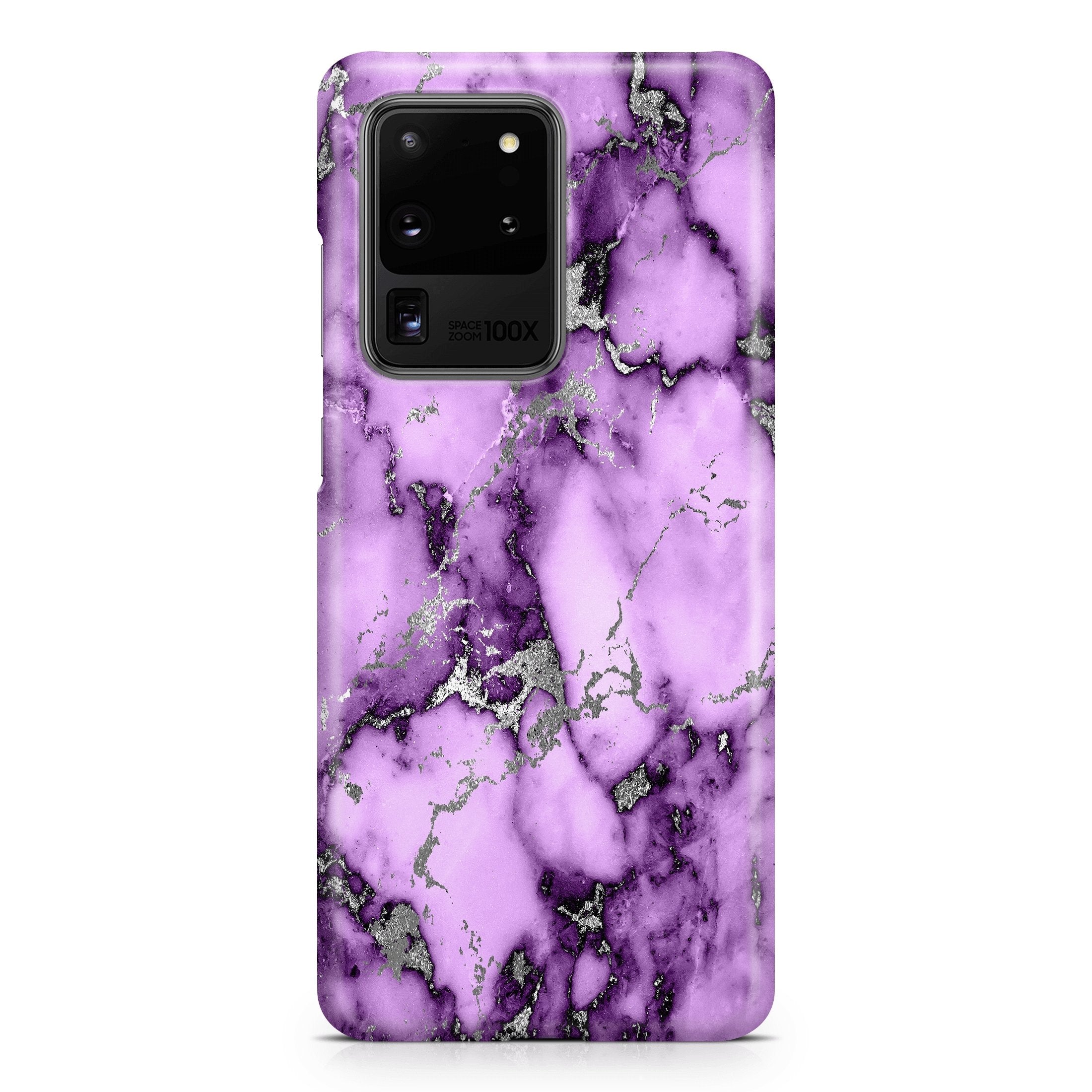 Purple & Silver Marble III - Samsung phone case designs by CaseSwagger