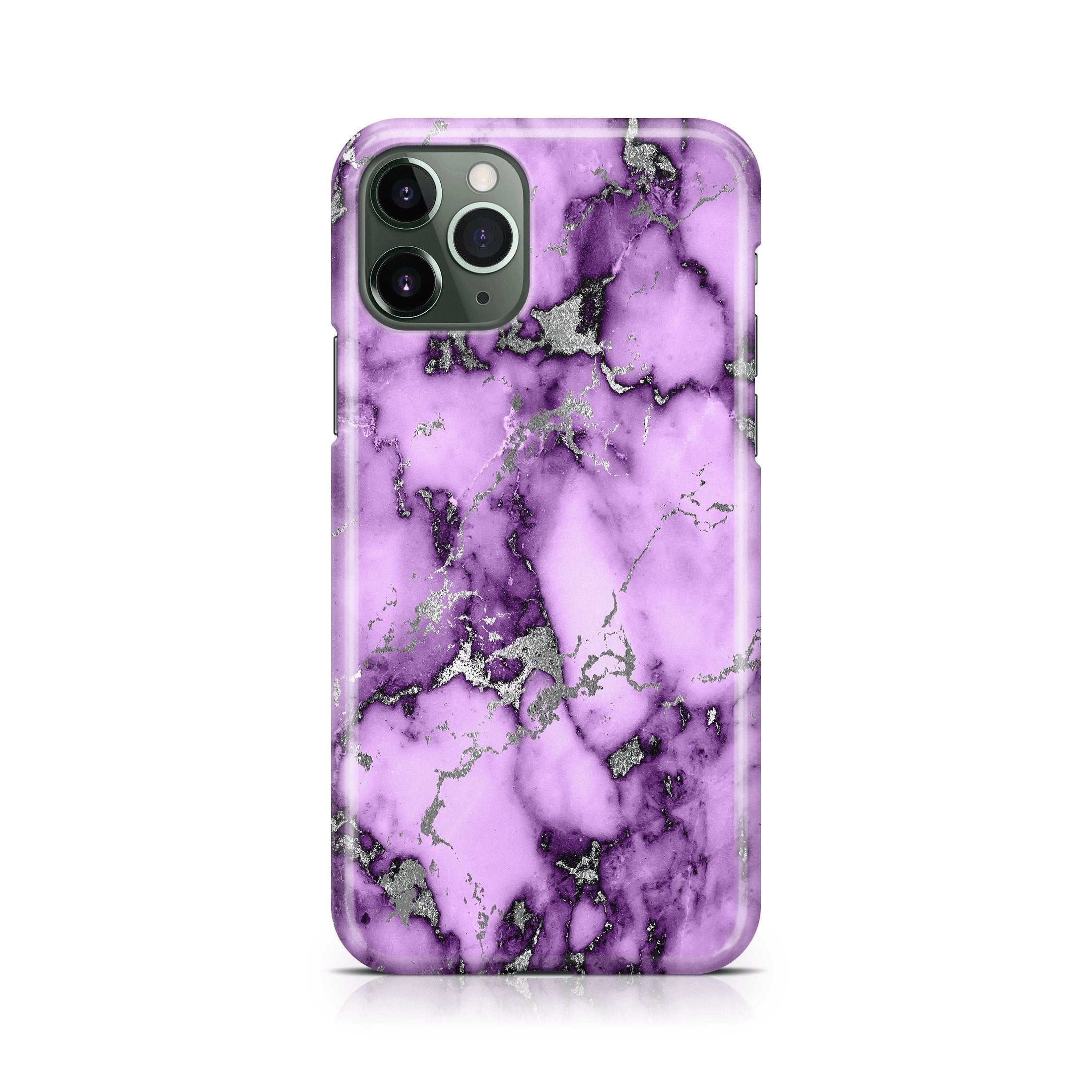 Purple & Silver Marble III - iPhone phone case designs by CaseSwagger