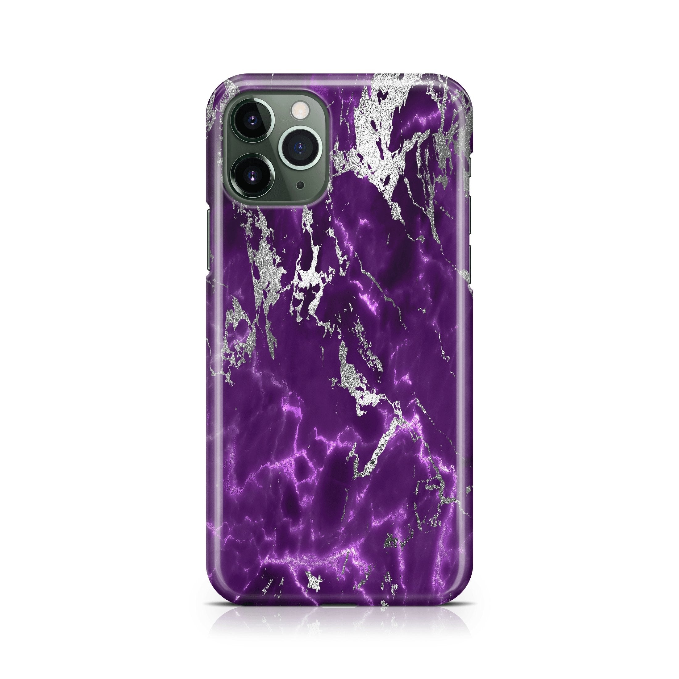 Purple & Silver Marble II - iPhone phone case designs by CaseSwagger