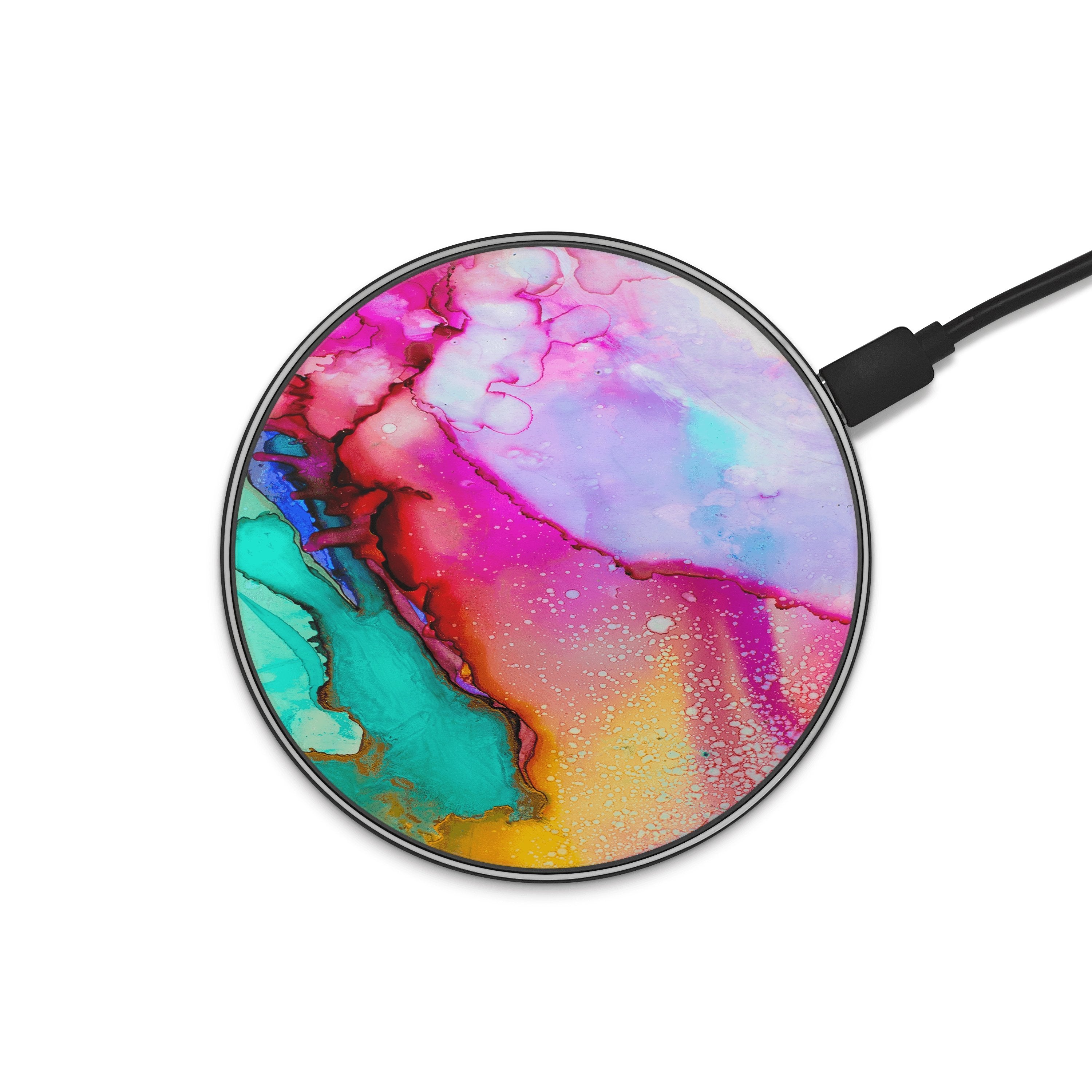 Rainbow Splash Wireless Charger phone case designs by CaseSwagger