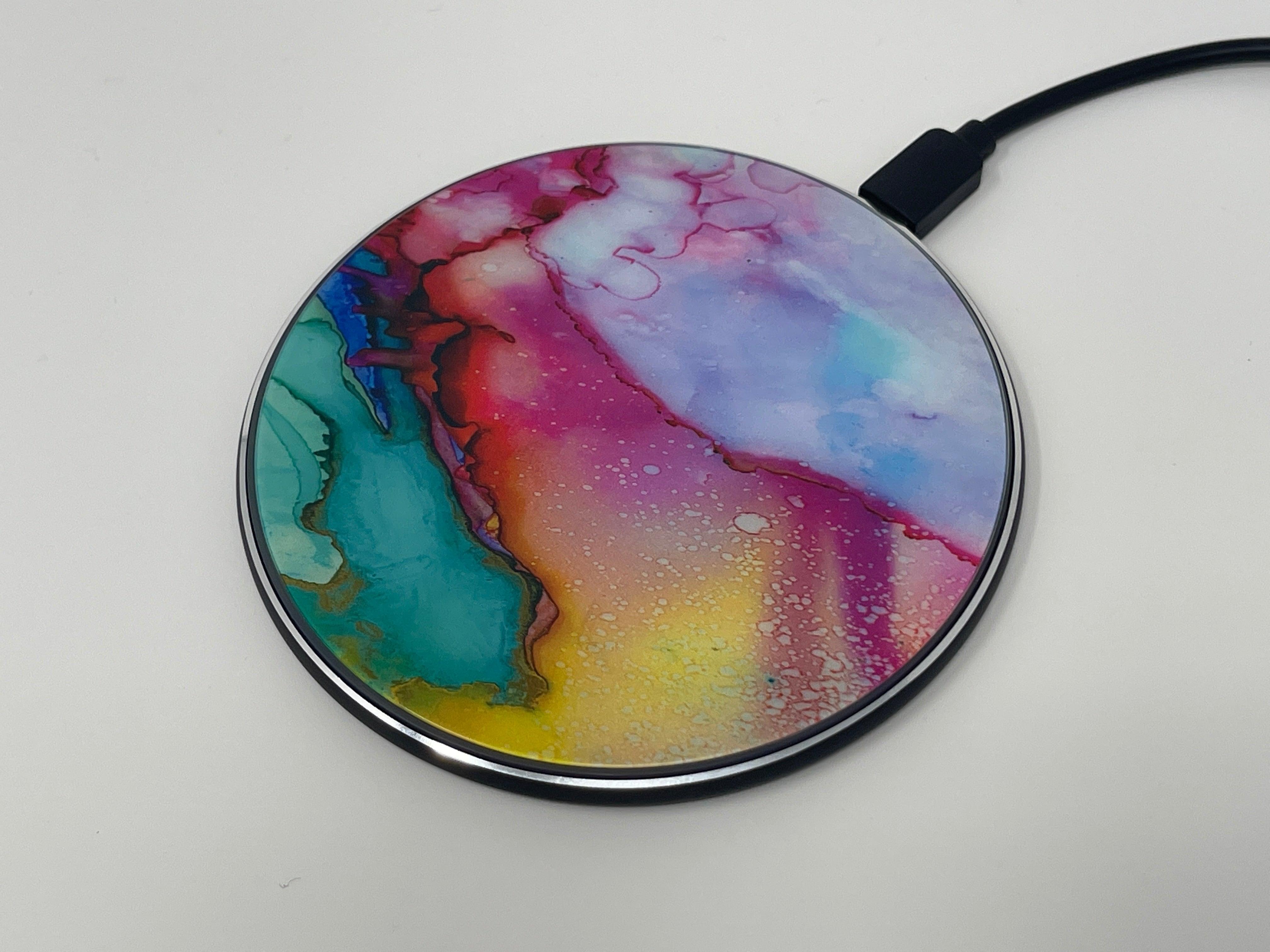Rainbow Splash Wireless Charger phone case designs by CaseSwagger