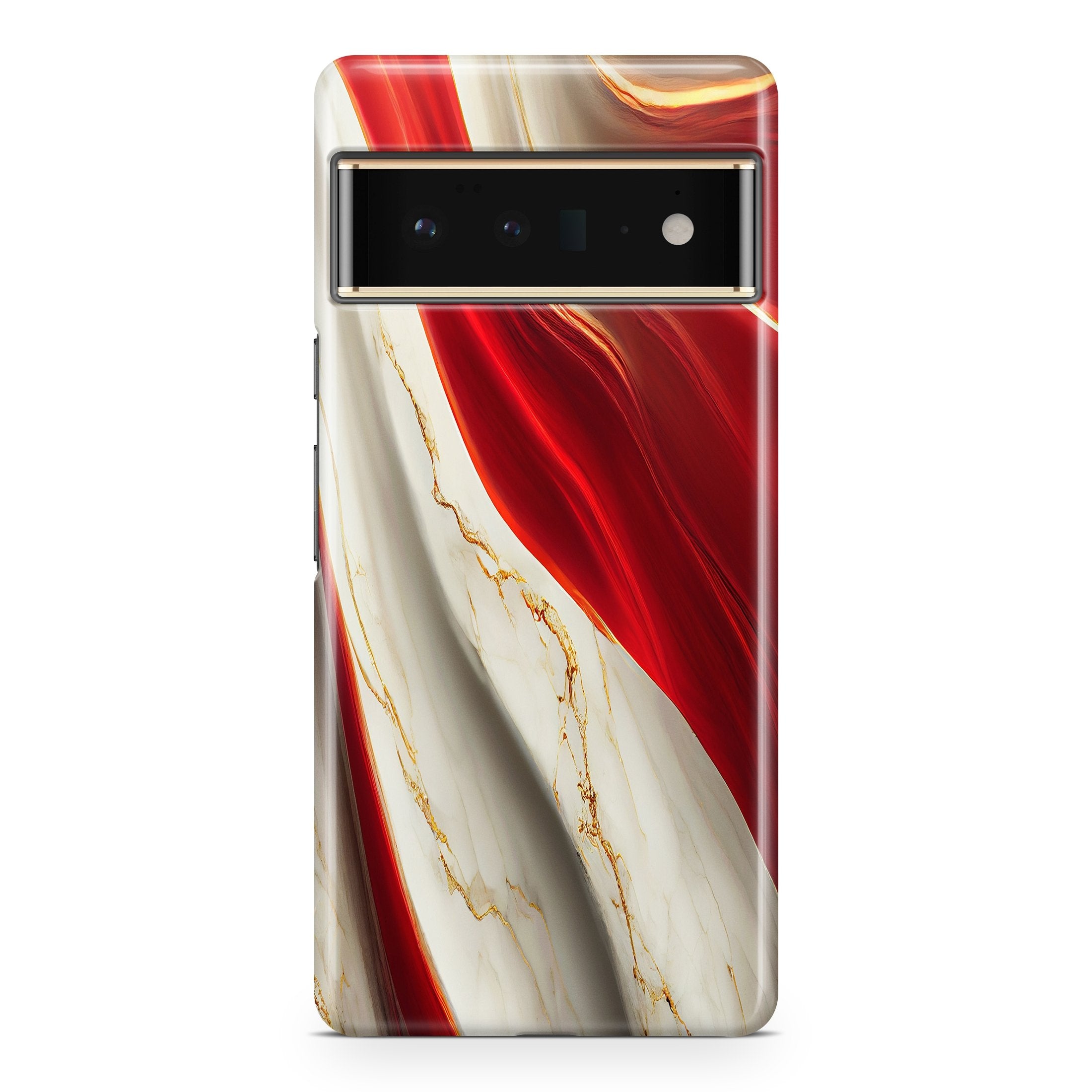 Red & White Marble - Google phone case designs by CaseSwagger