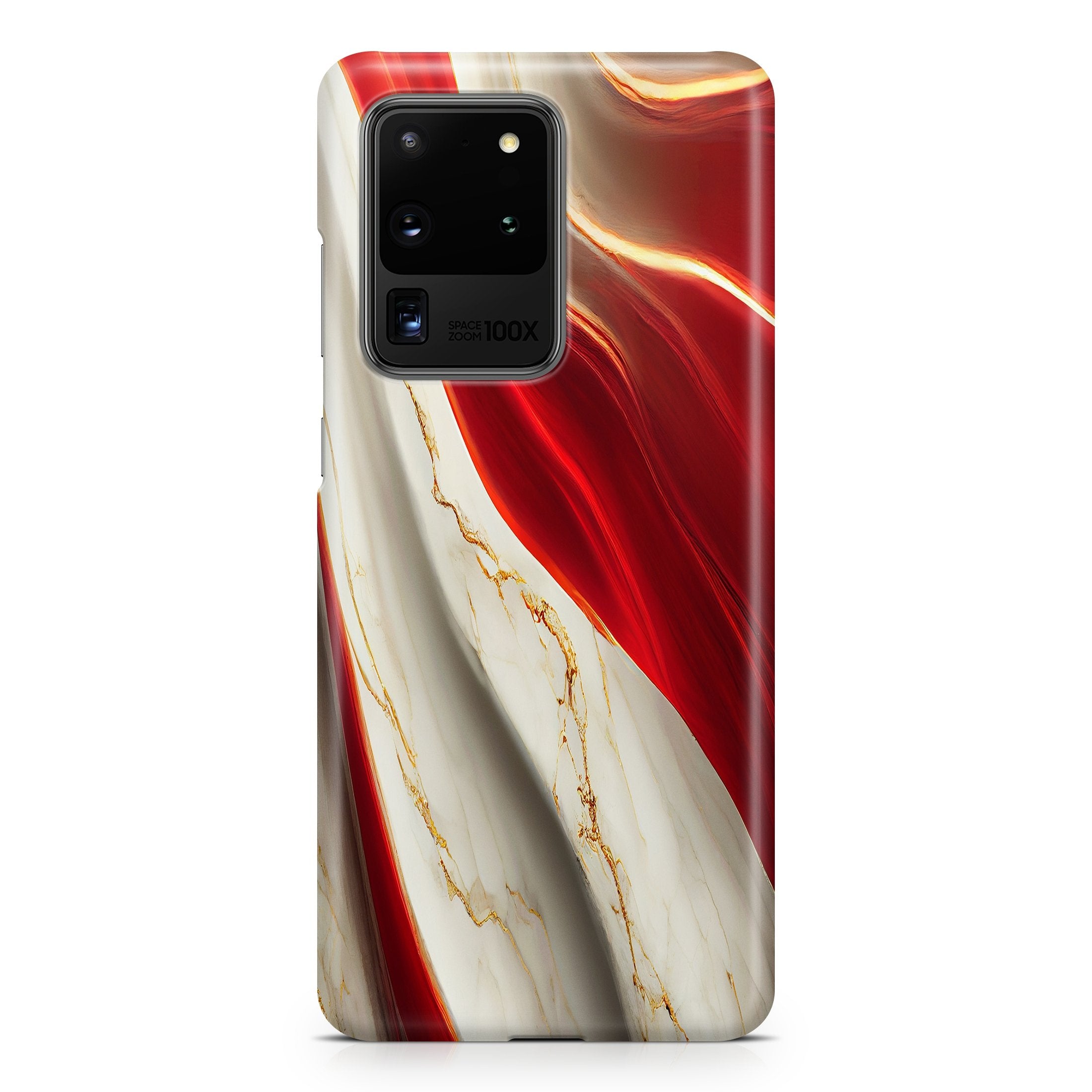 Red & White Marble - Samsung phone case designs by CaseSwagger