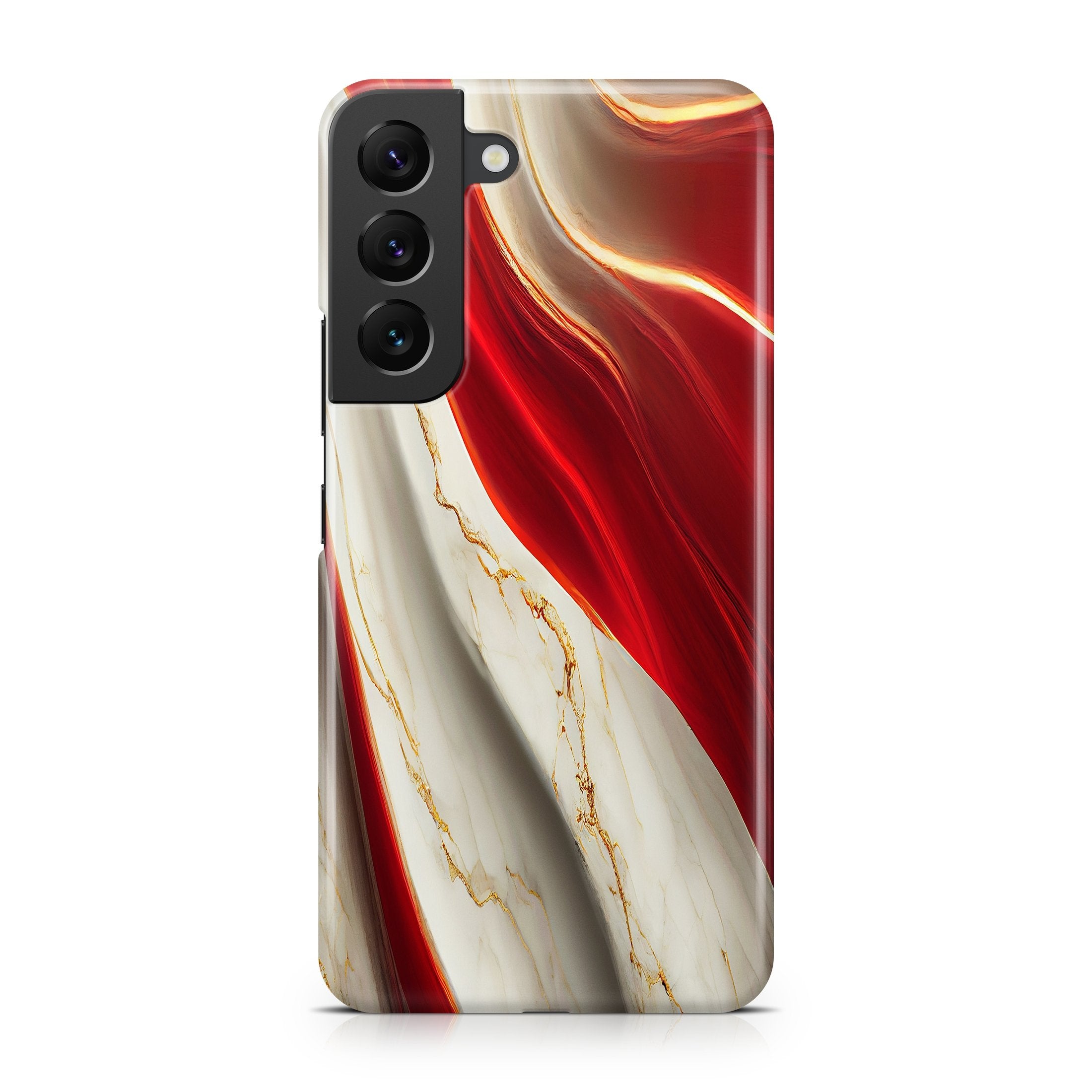 Red & White Marble - Samsung phone case designs by CaseSwagger