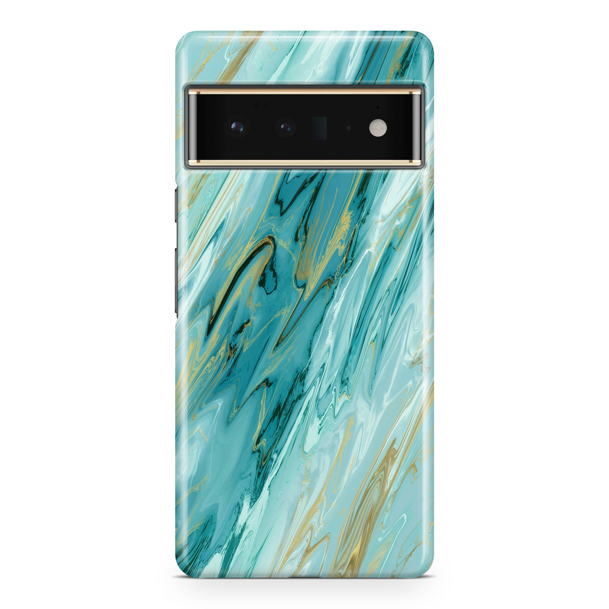 Turquoise & Gold Agate - Google phone case designs by CaseSwagger