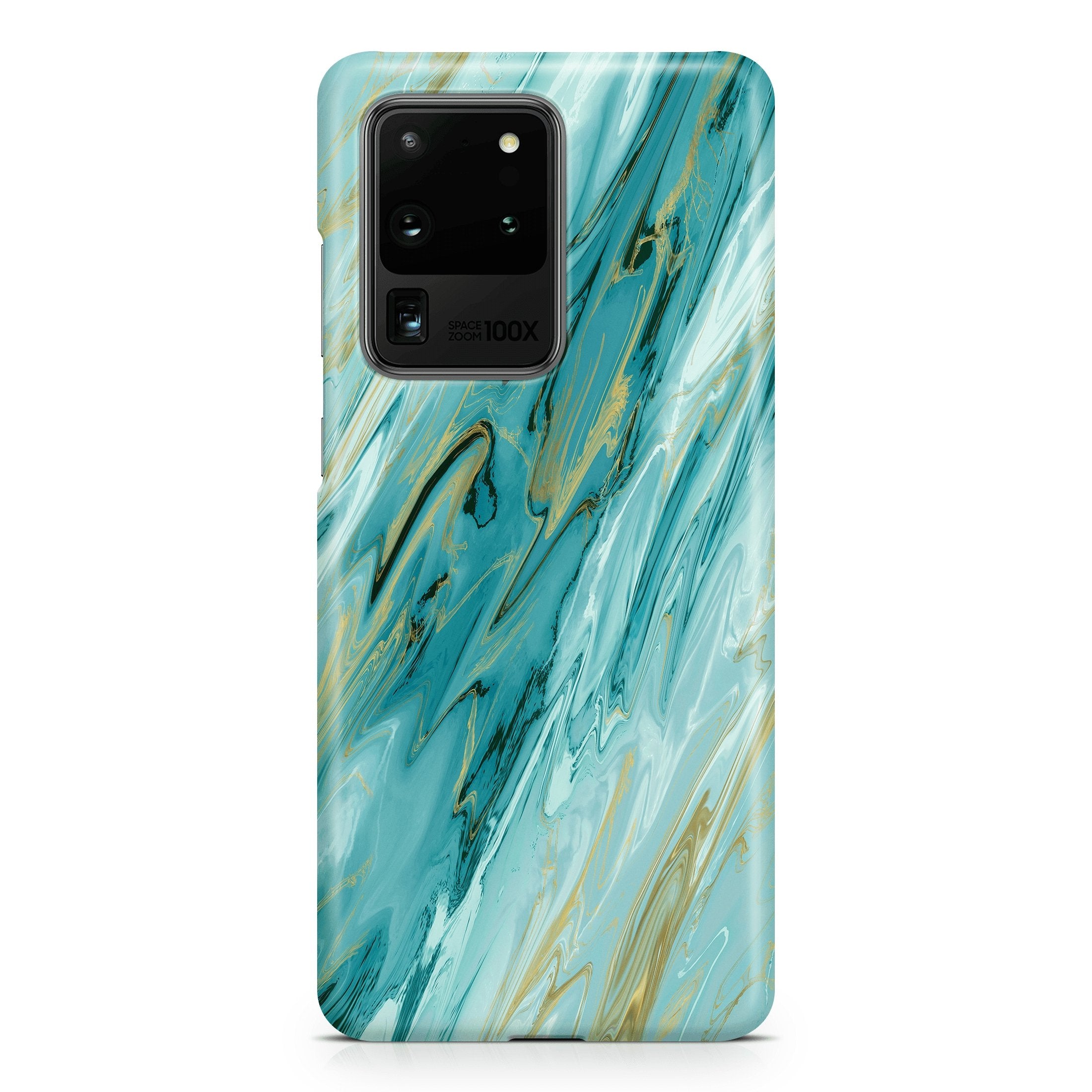 Turquoise & Gold Agate - Samsung phone case designs by CaseSwagger
