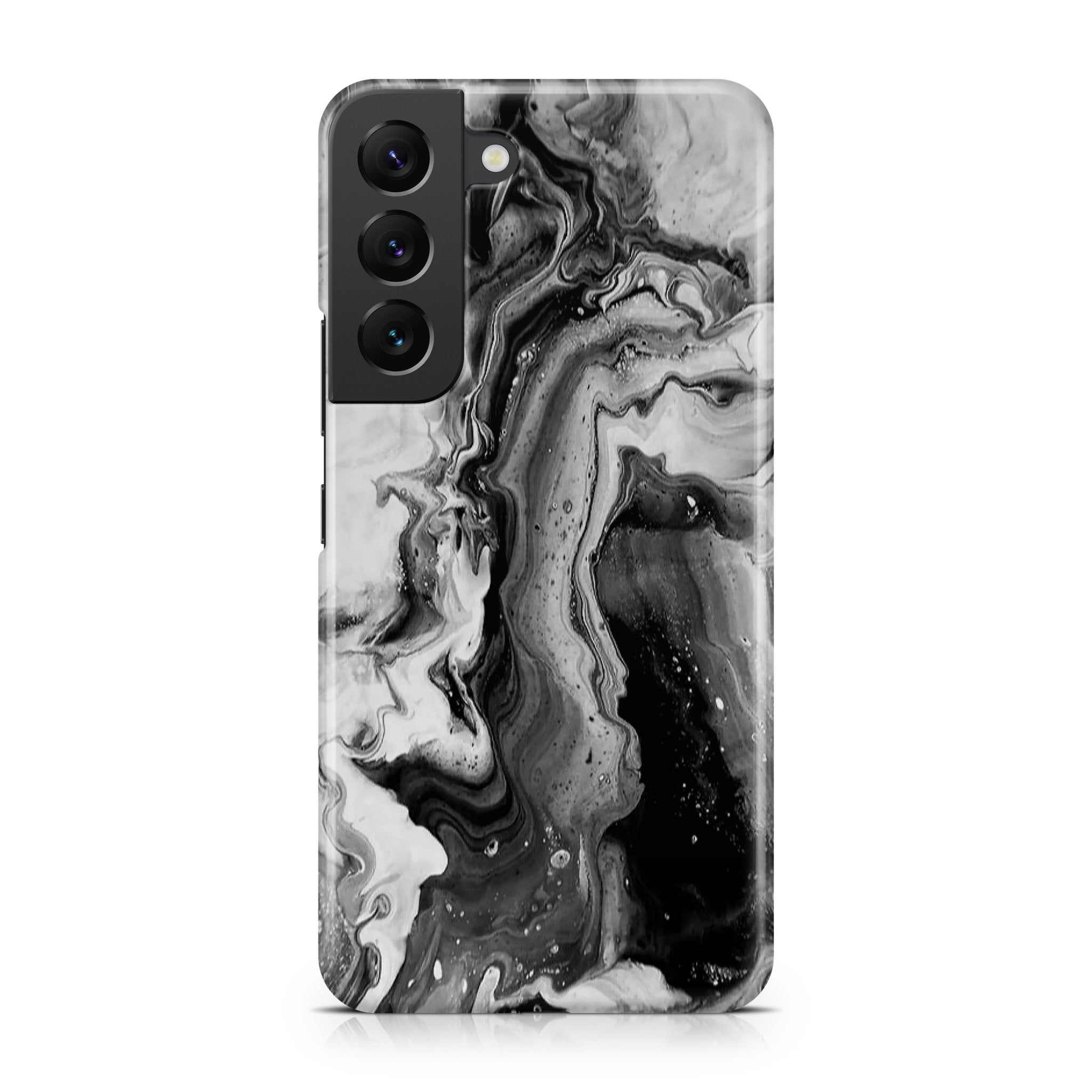 White & Black Marble - Samsung phone case designs by CaseSwagger
